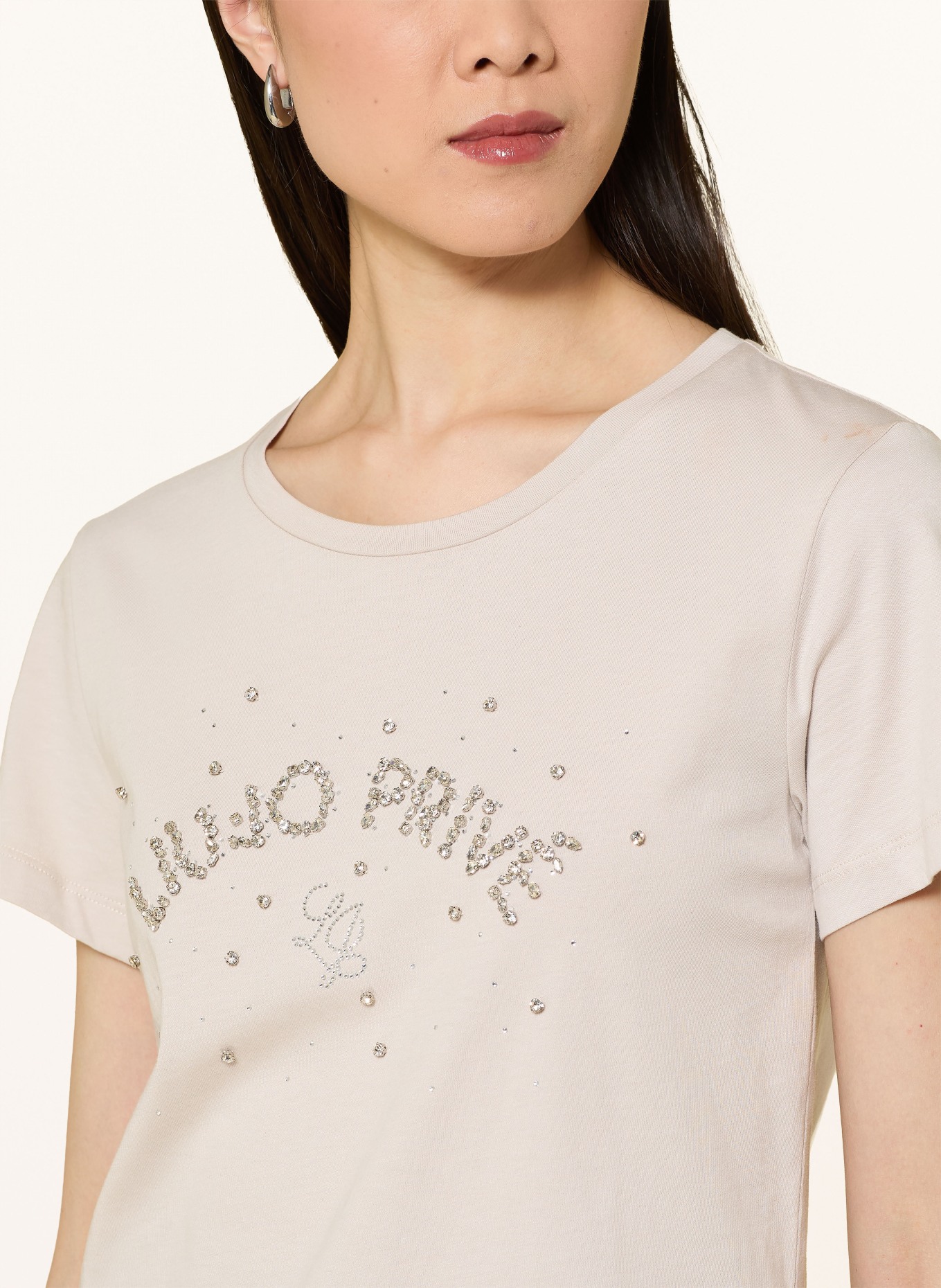 LIU JO T-Shirt mit Schmucksteinen: HELLGRAU