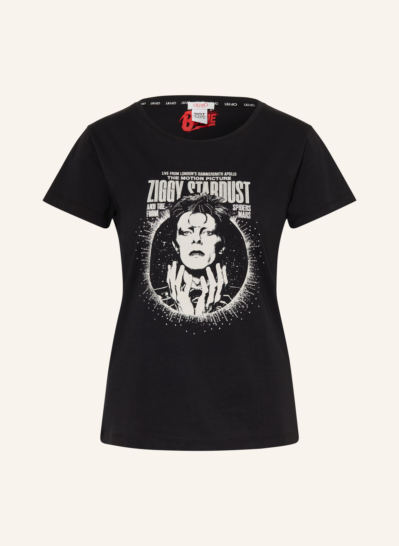 LIU JO T-shirt with rhinestones: BLACK / WHITE