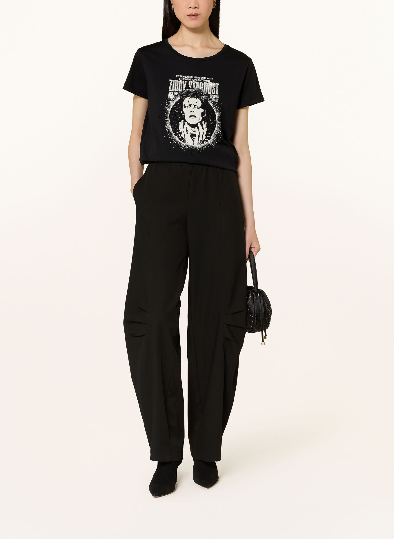 LIU JO T-shirt with rhinestones: BLACK / WHITE