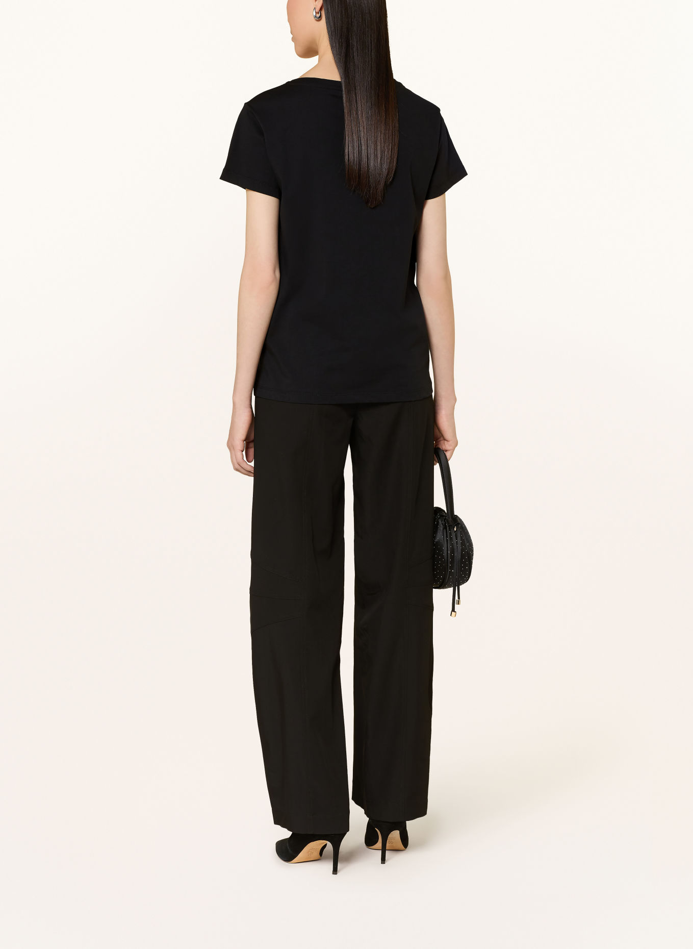 LIU JO T-shirt with rhinestones: BLACK / WHITE