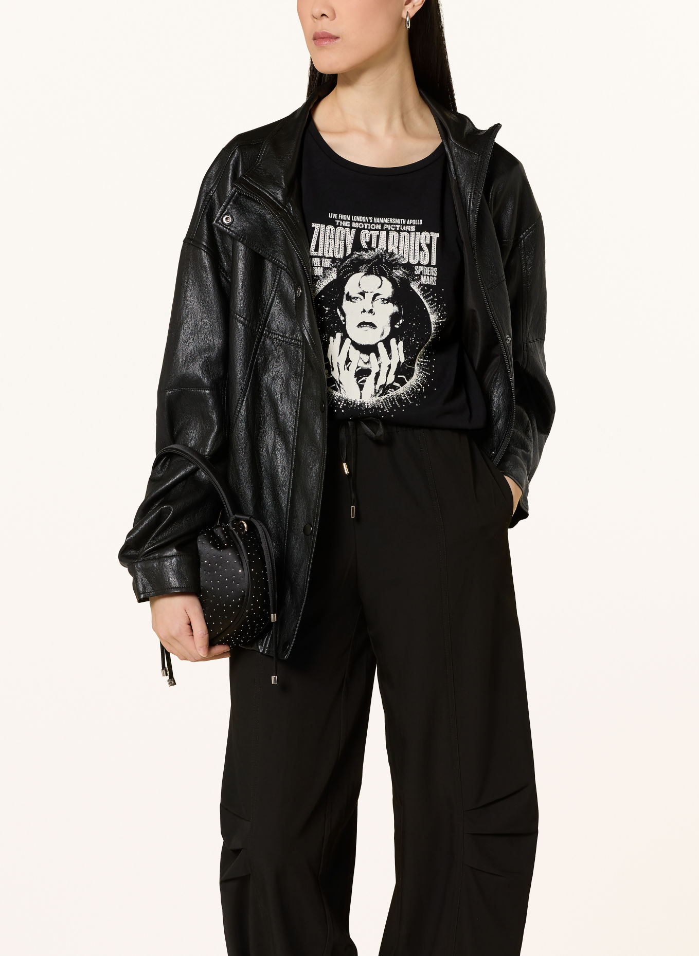 LIU JO T-shirt with rhinestones: BLACK / WHITE