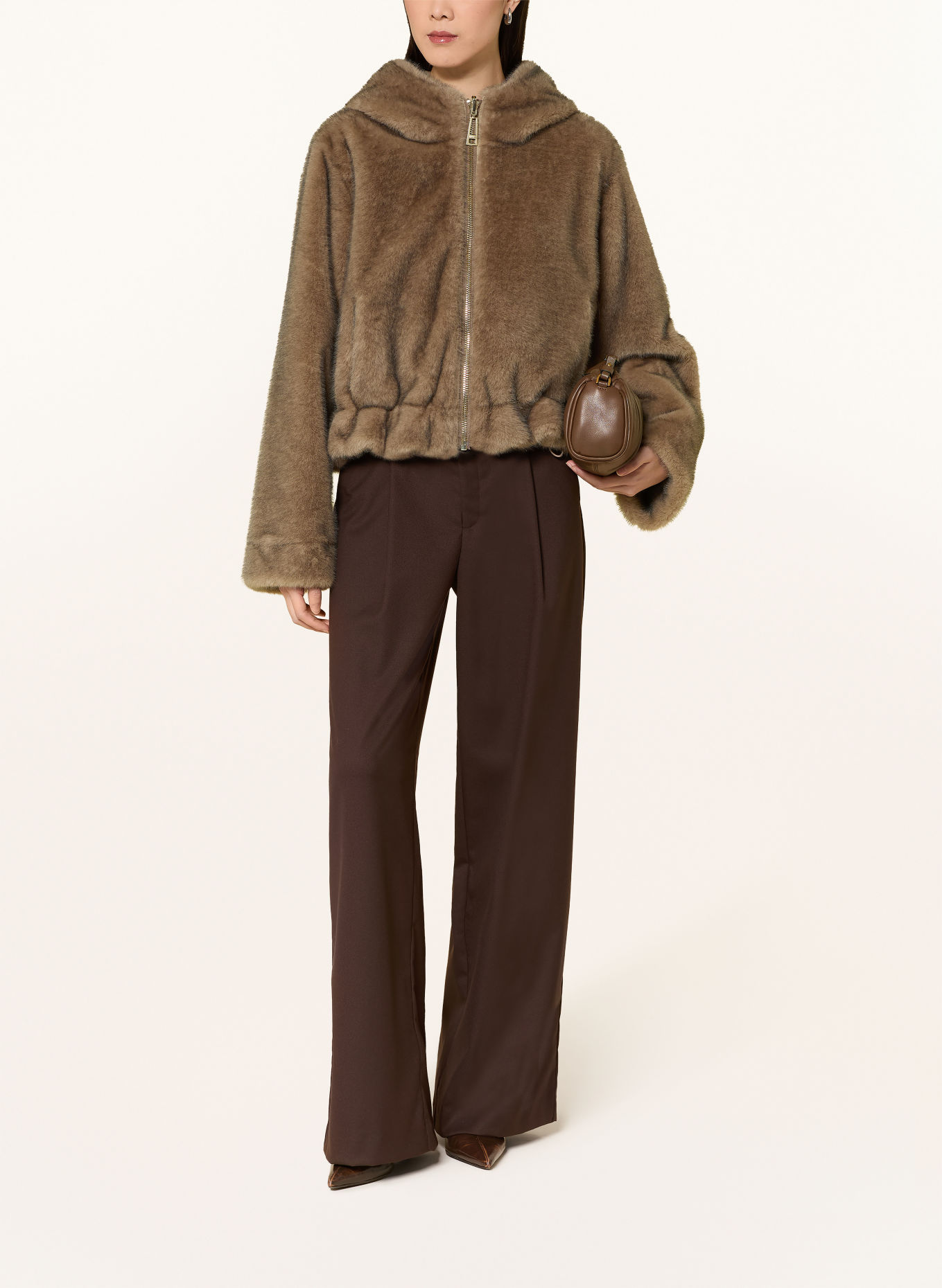 LIU JO Reversible faux fur jacket: BROWN
