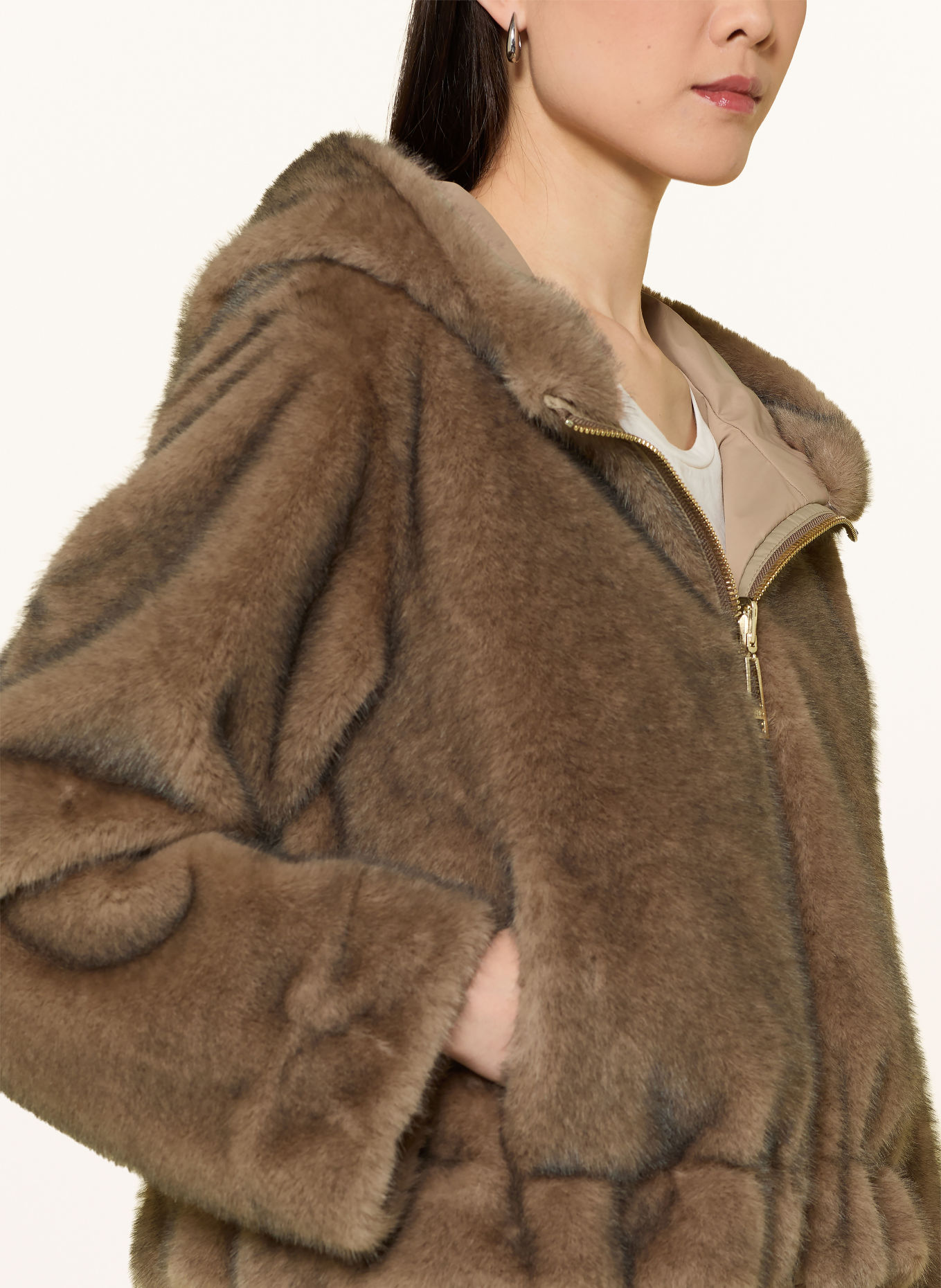 LIU JO Reversible faux fur jacket: BROWN
