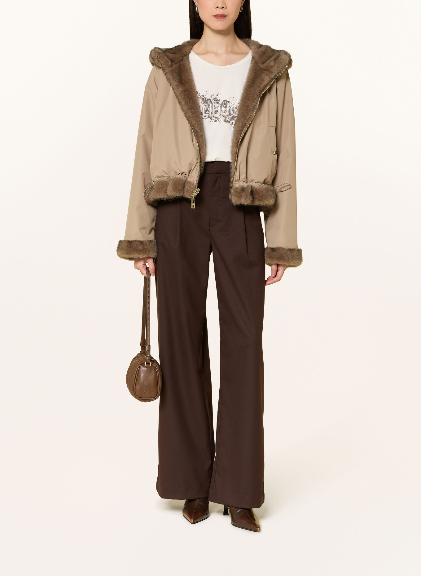 LIU JO Reversible faux fur jacket: BROWN