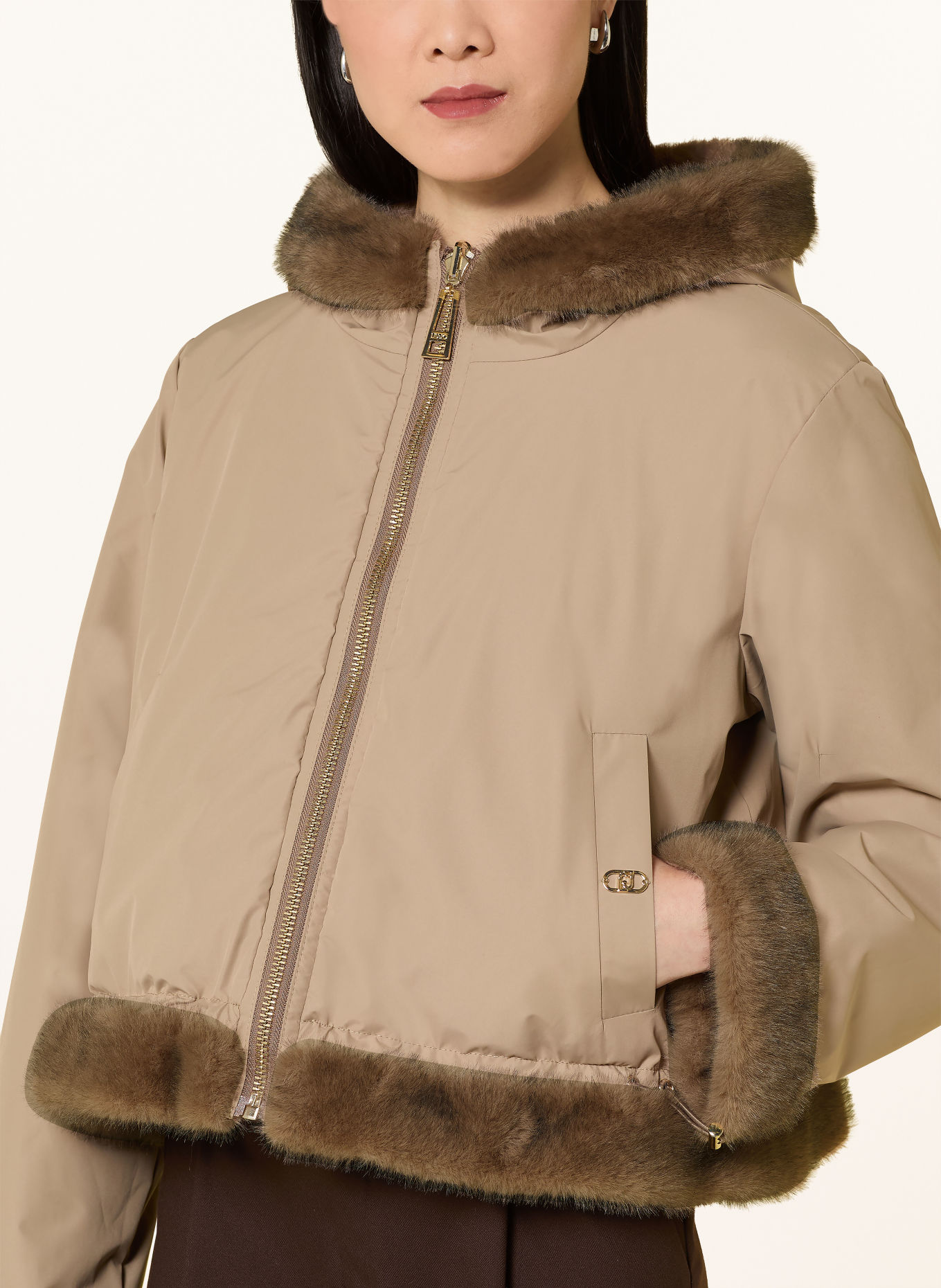 LIU JO Reversible faux fur jacket: BROWN