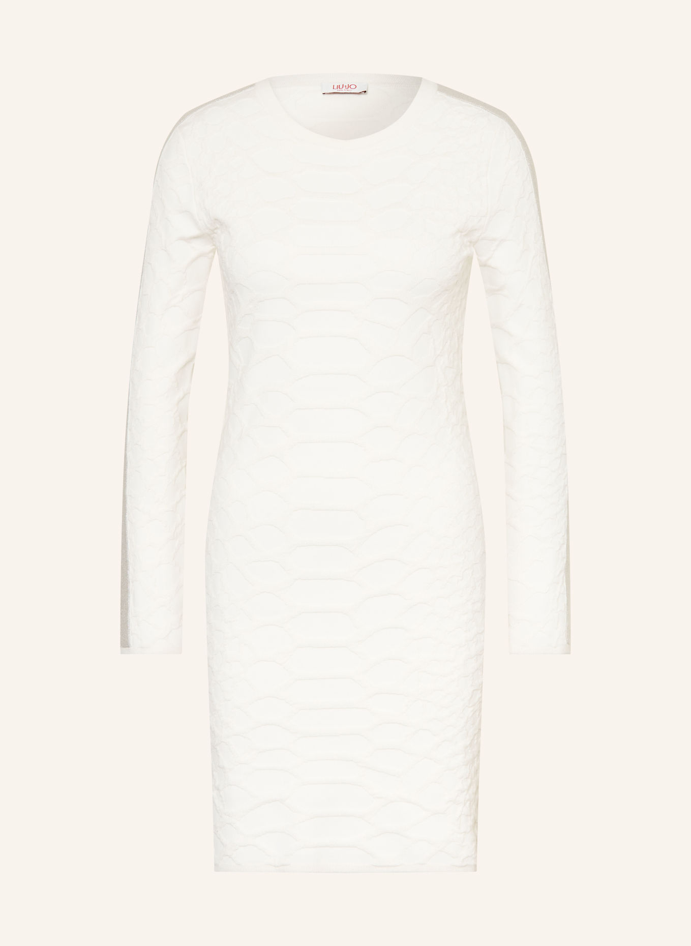 LIU JO Robe en maille avec bandes de galon et fil pailleté: BLANC / ARGENT