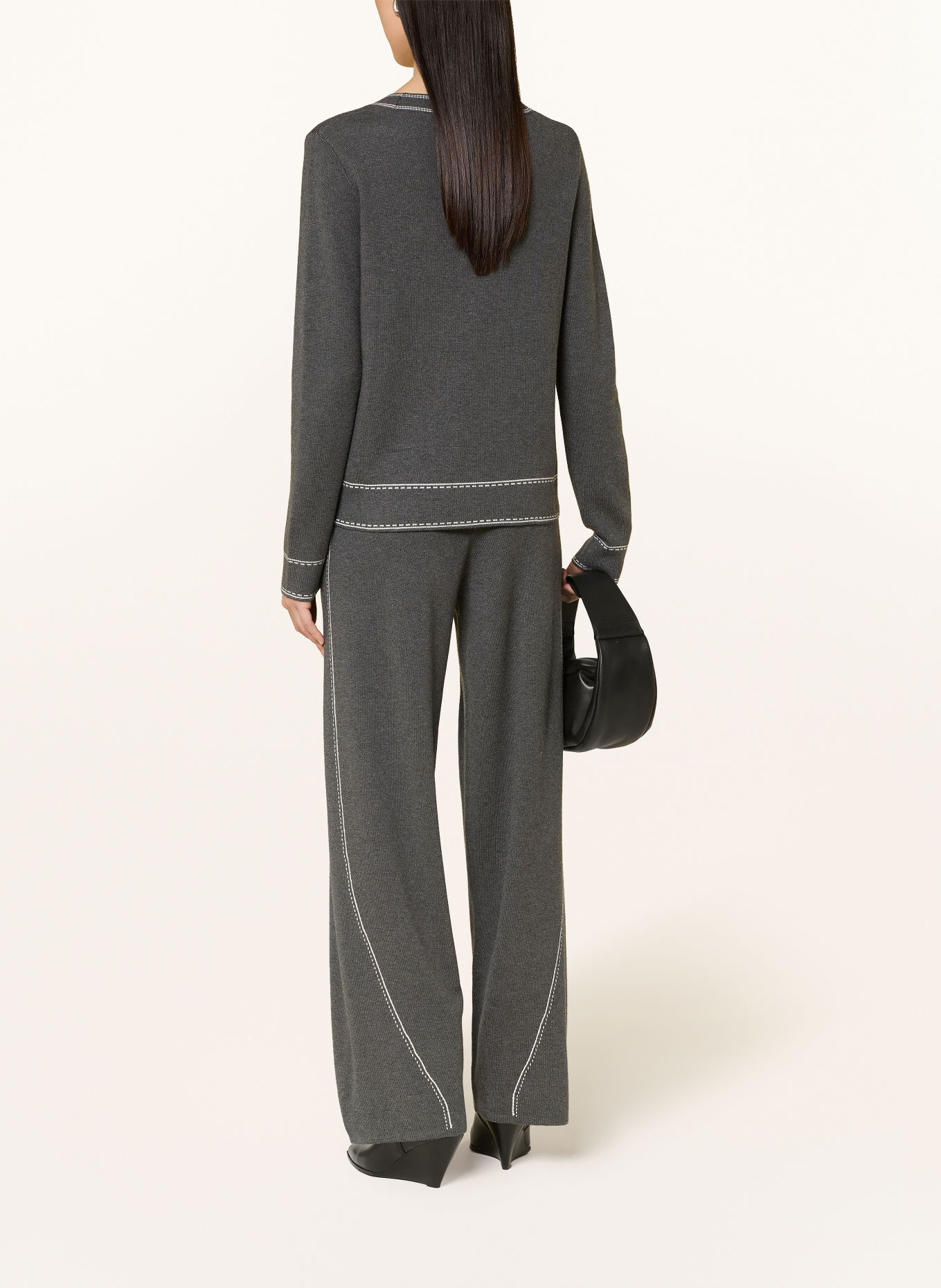 LIU JO Sweater with gemstones: DARK GRAY / WHITE