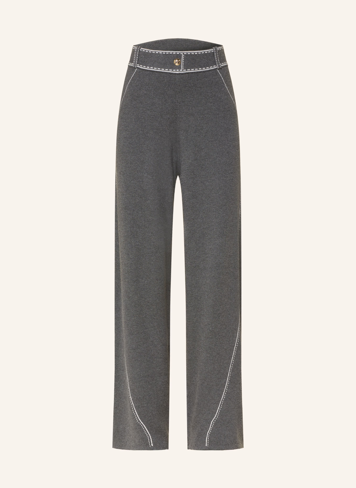 LIU JO Knit pants: DARK GRAY / WHITE
