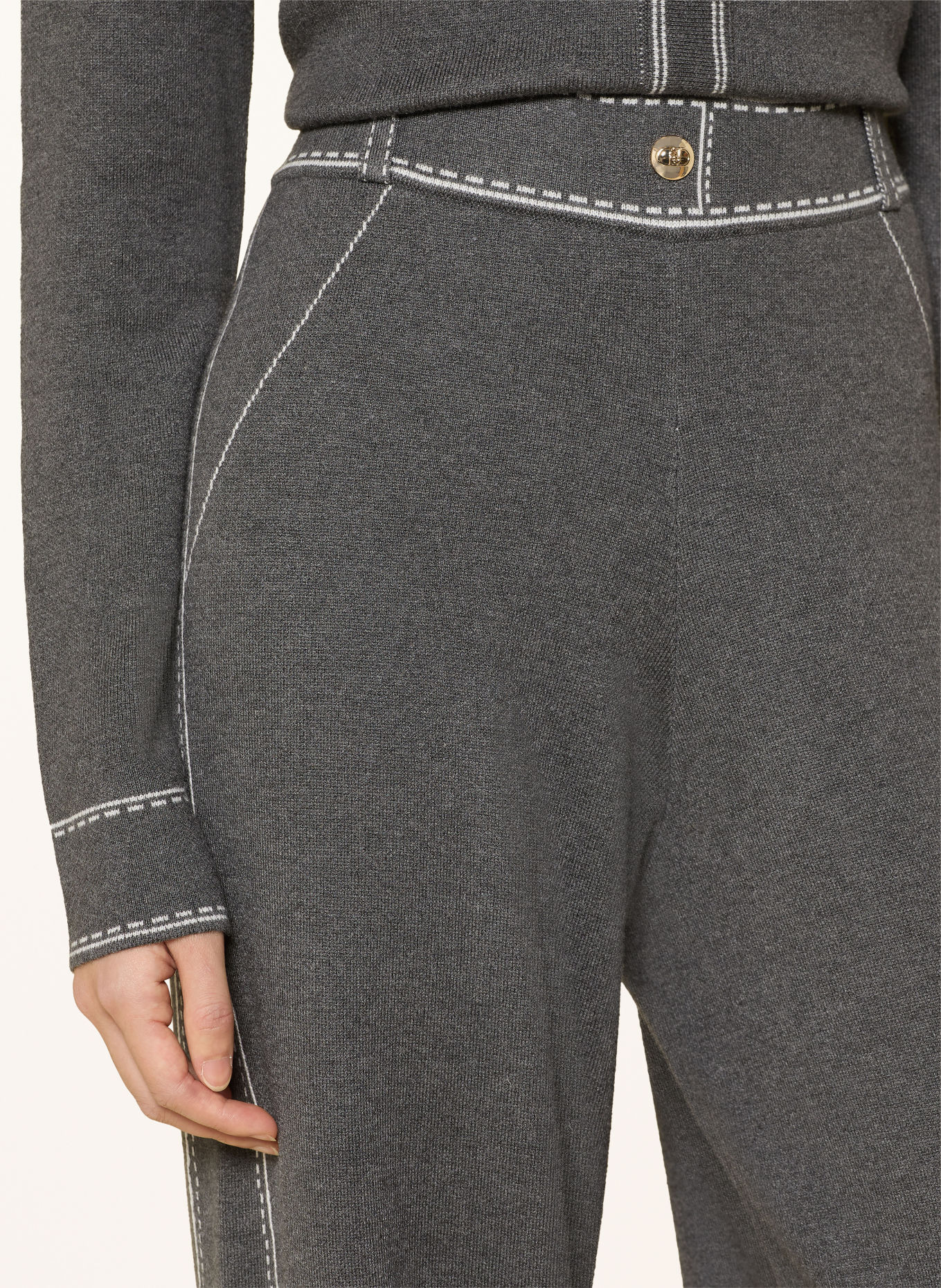 LIU JO Knit pants: DARK GRAY / WHITE