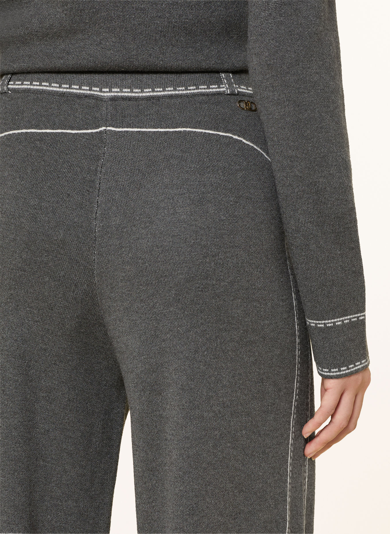 LIU JO Knit pants: DARK GRAY / WHITE