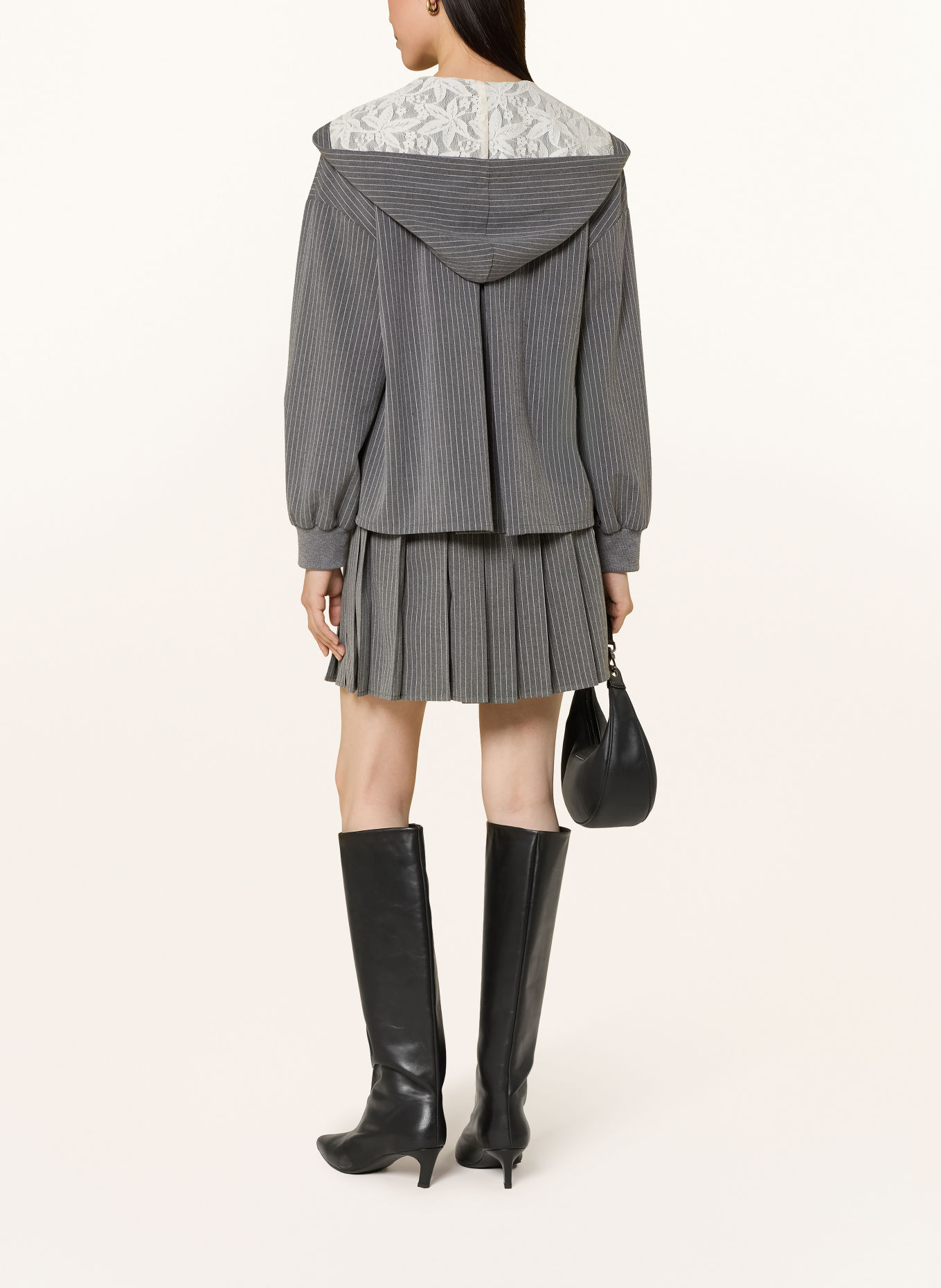 LIU JO Pleated skirt: GRAY / WHITE / BLACK