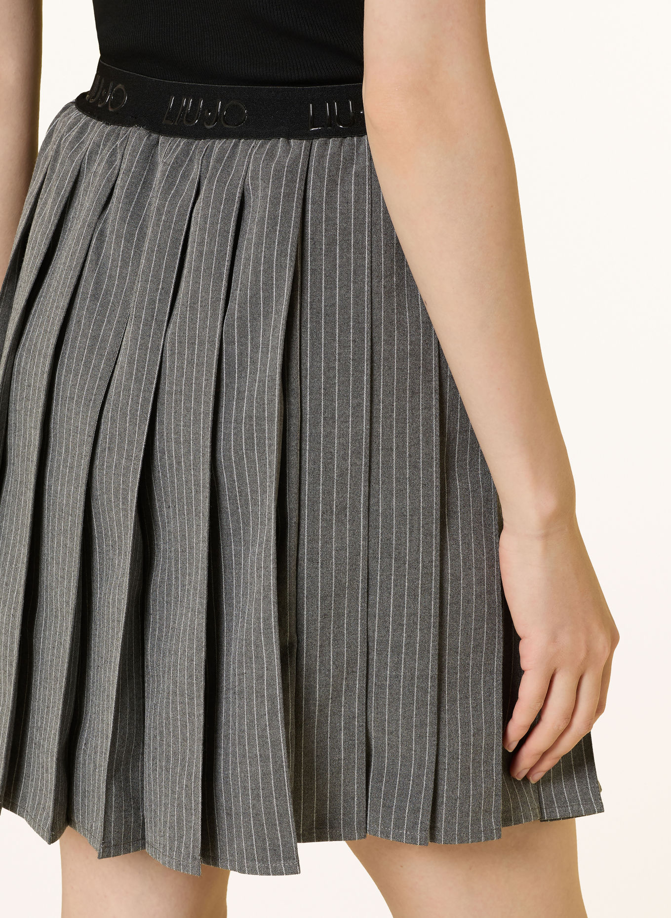LIU JO Pleated skirt: GRAY / WHITE / BLACK