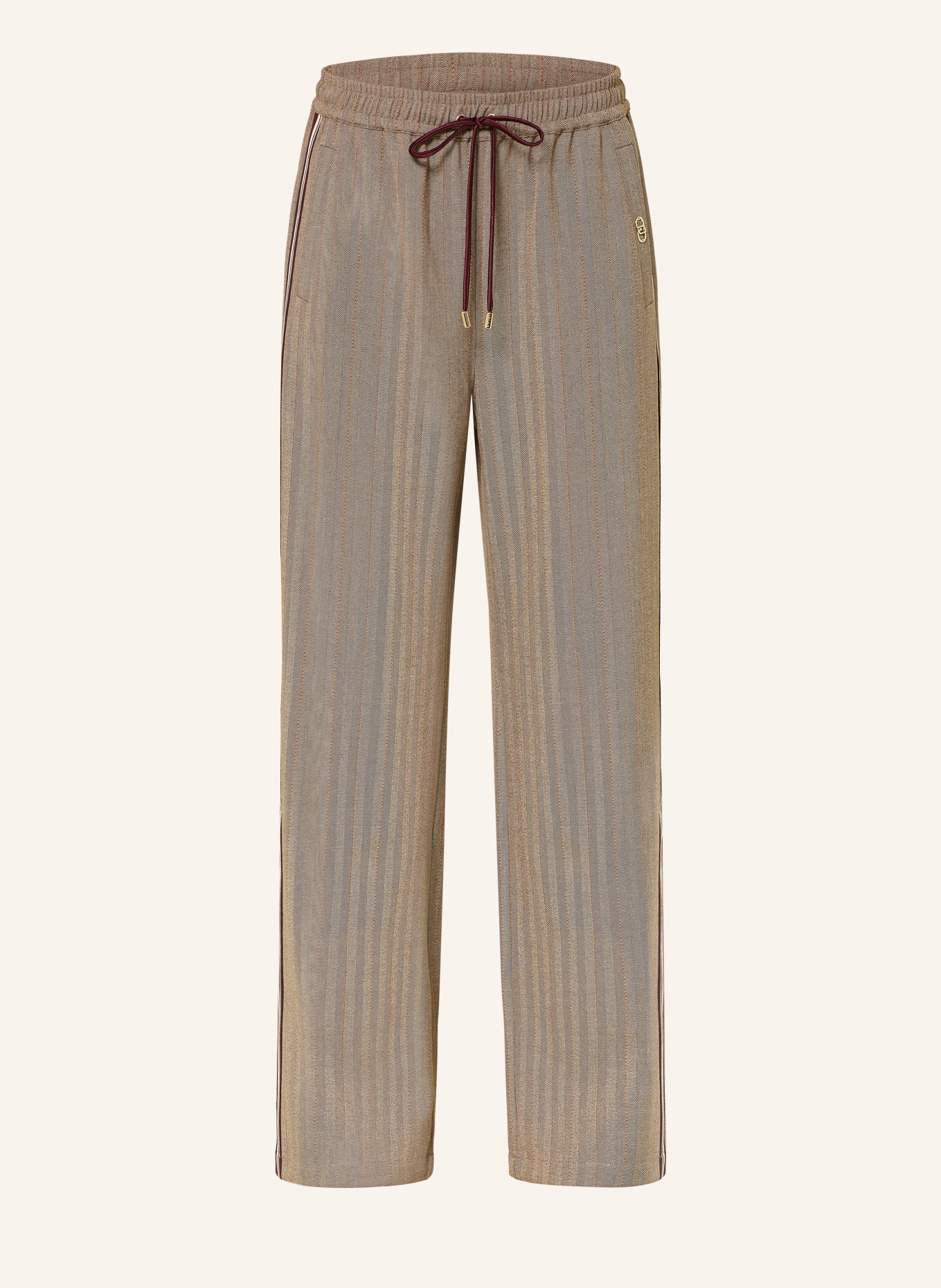 LIU JO Broek in joggingstijl met galonstrepen: BRUIN / DONKERROOD / ORANJE