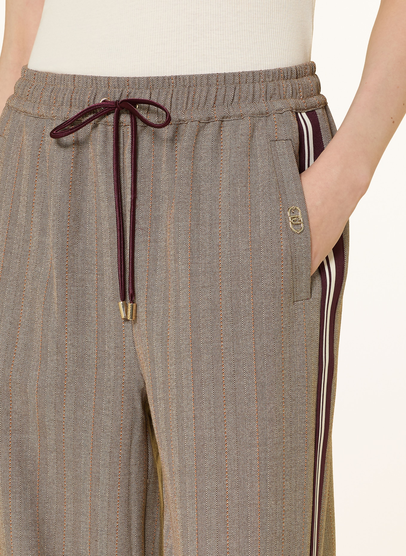 LIU JO Broek in joggingstijl met galonstrepen: BRUIN / DONKERROOD / ORANJE