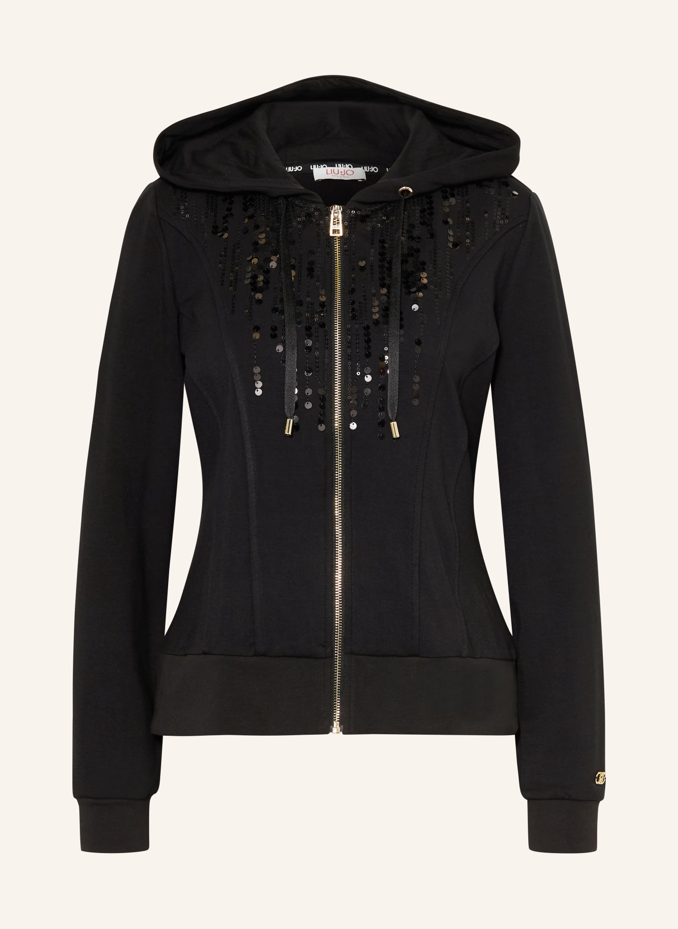 LIU JO Sweatjacke mit Pailletten: SCHWARZ