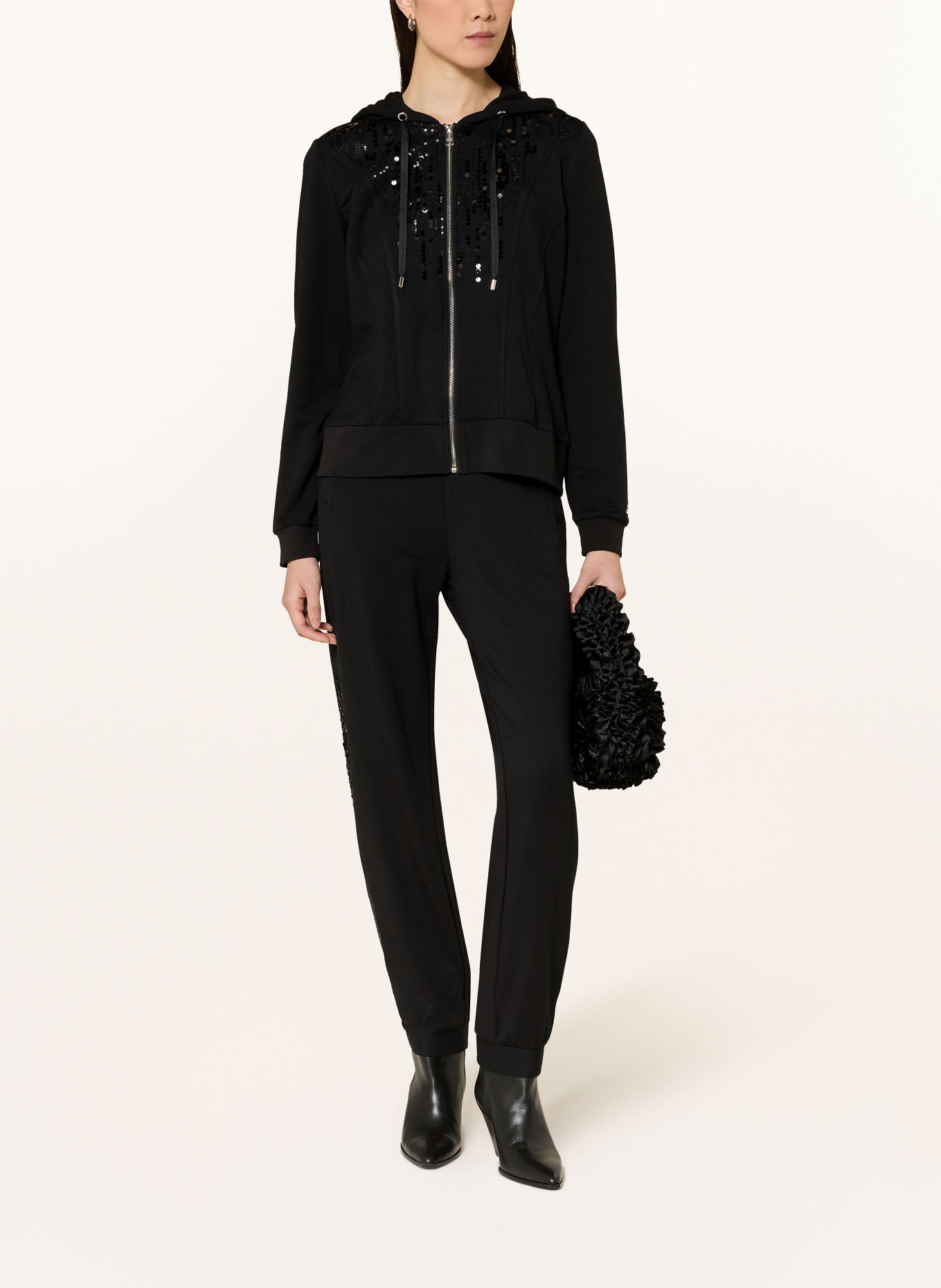 LIU JO Sweatjacke mit Pailletten: SCHWARZ