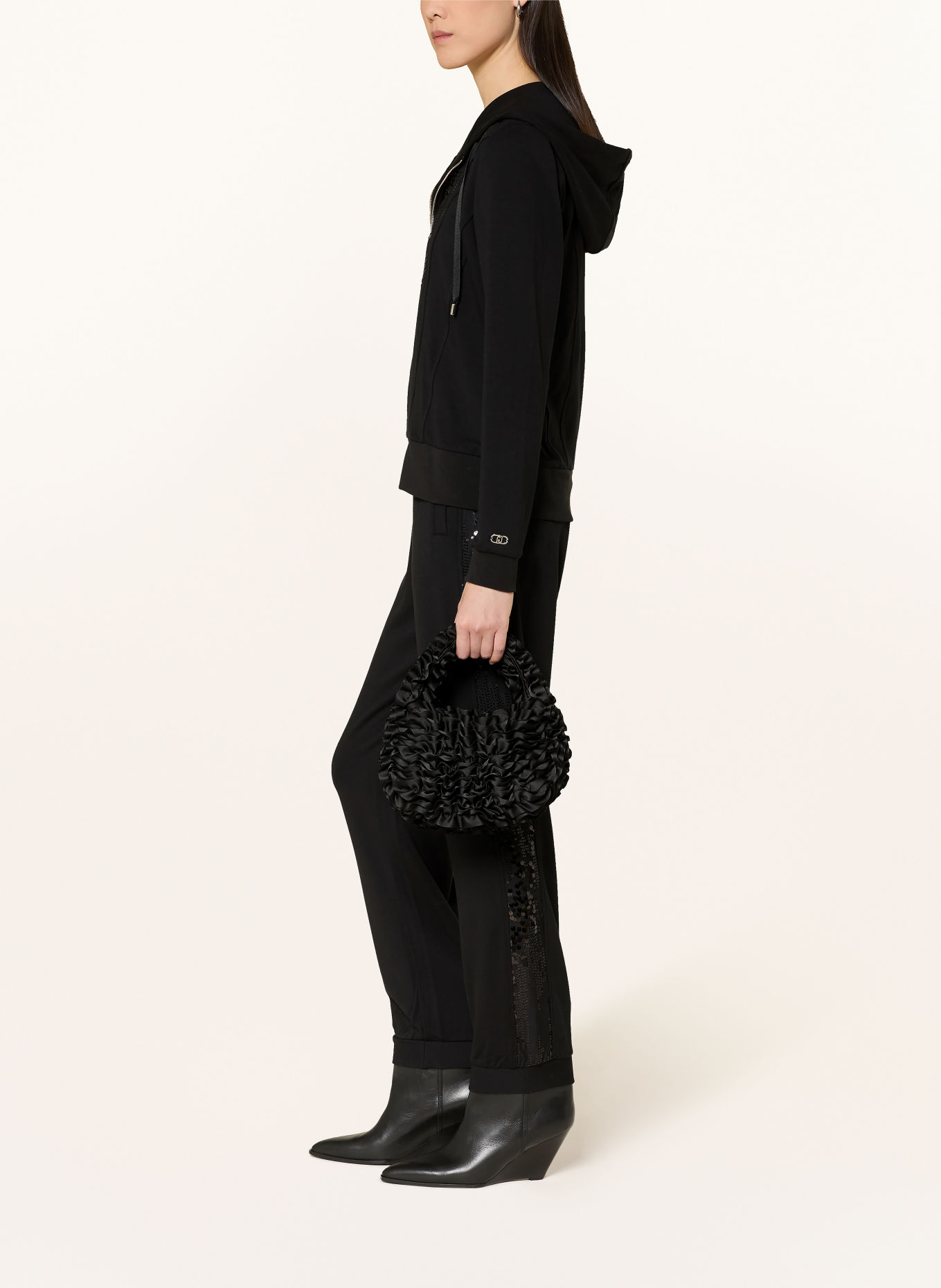 LIU JO Sweatjacke mit Pailletten: SCHWARZ
