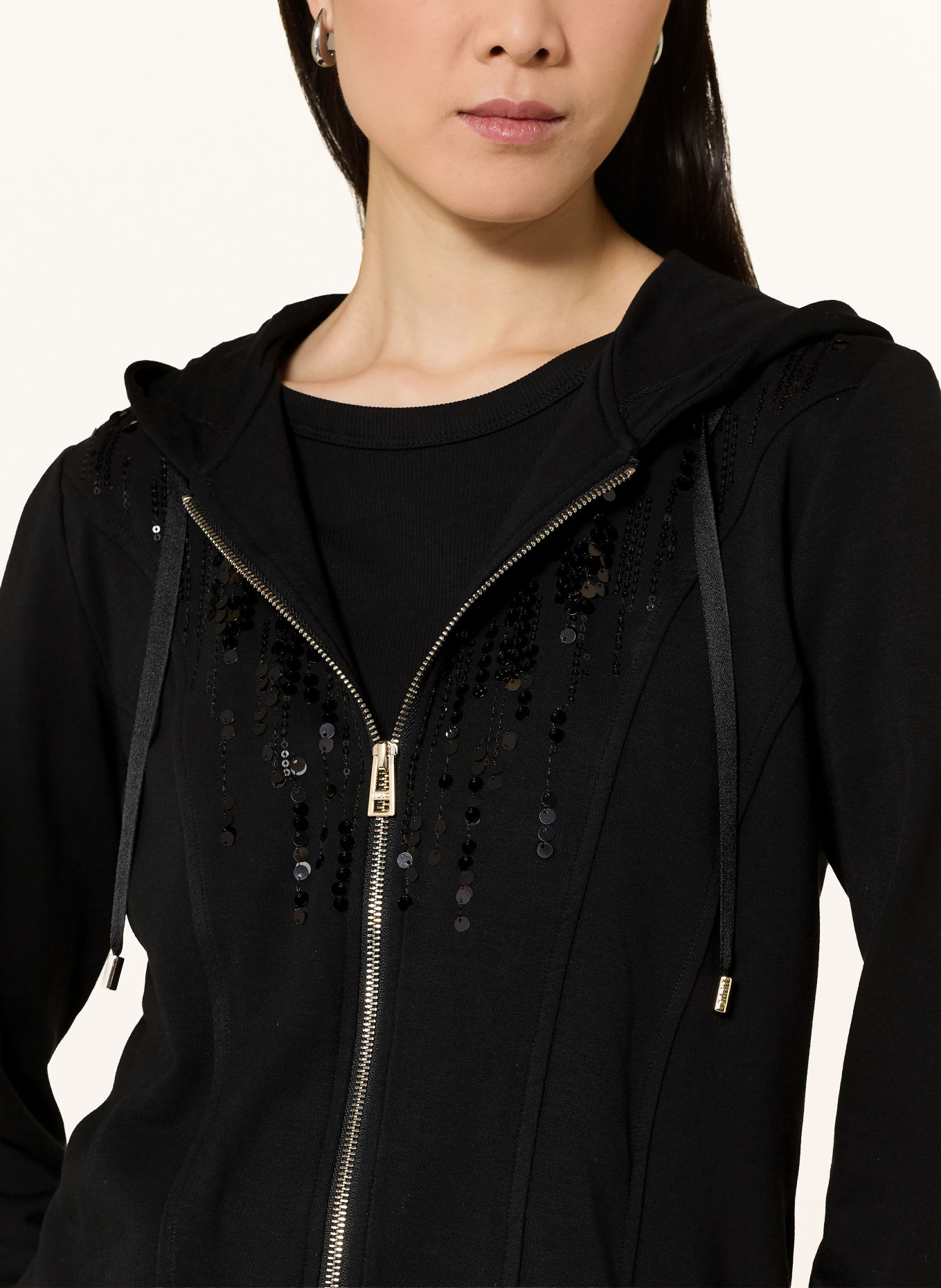 LIU JO Sweatjacke mit Pailletten: SCHWARZ