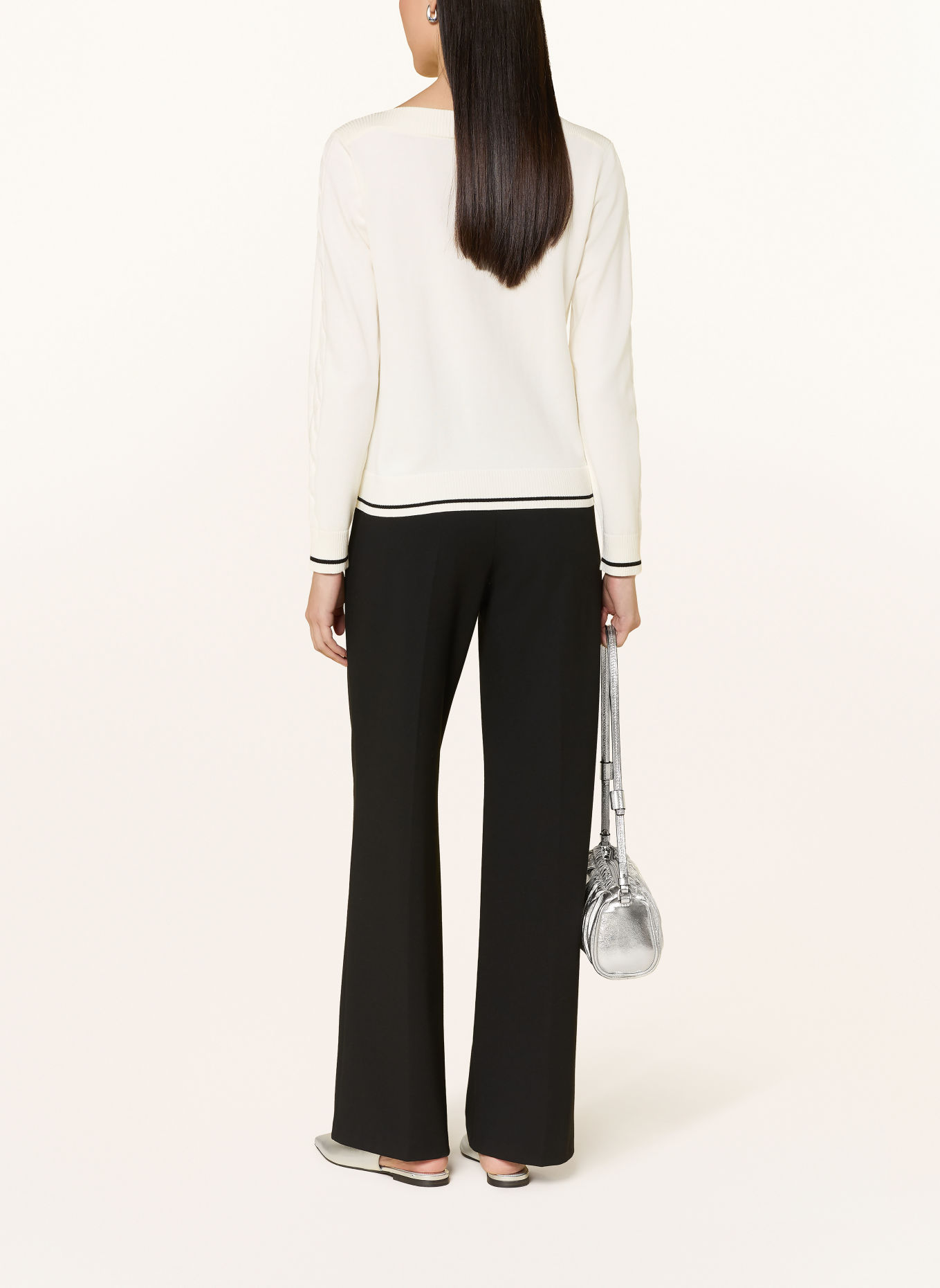 LIU JO Sweater with gemstones: WHITE / BLACK