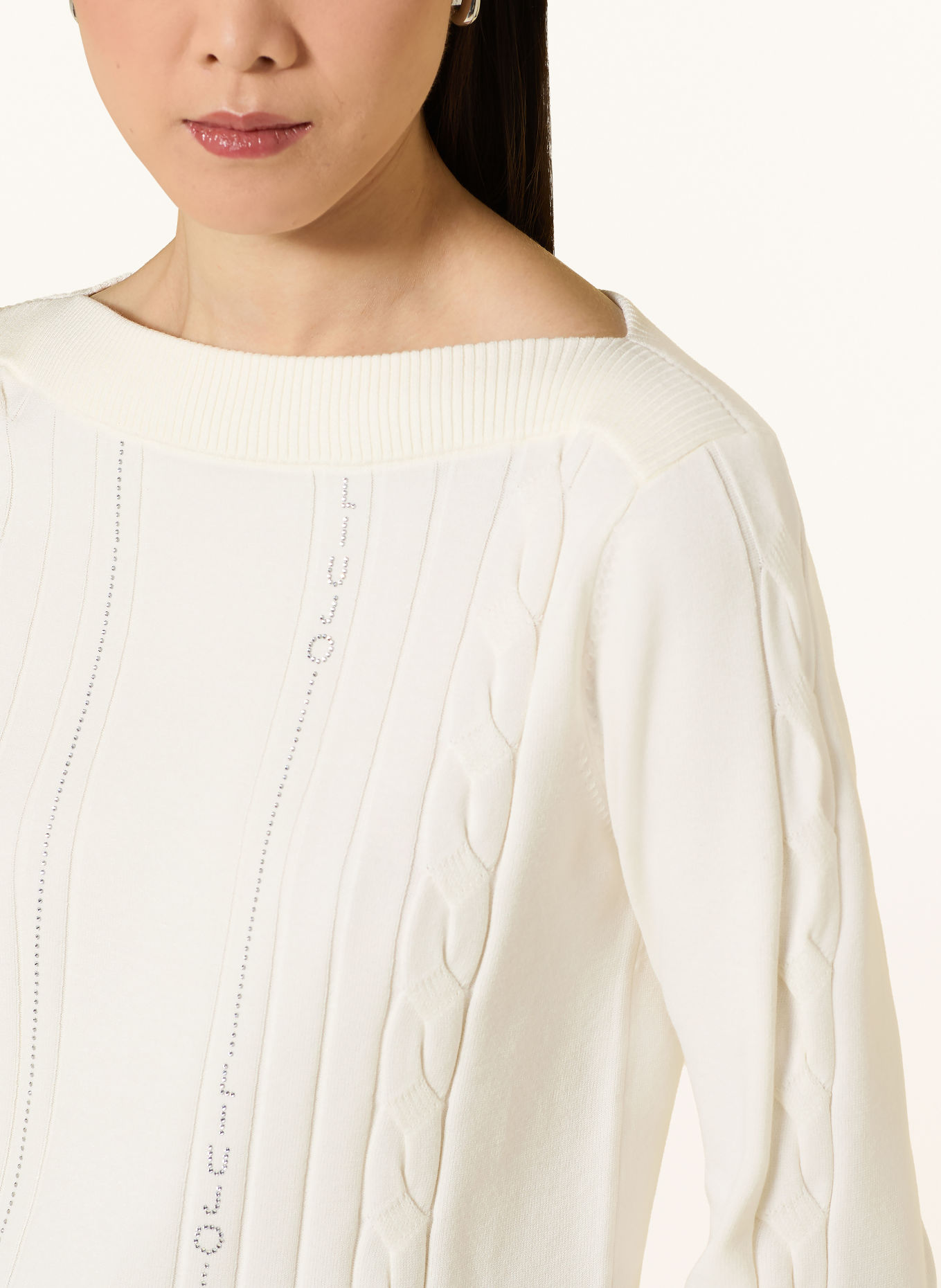 LIU JO Sweater with gemstones: WHITE / BLACK