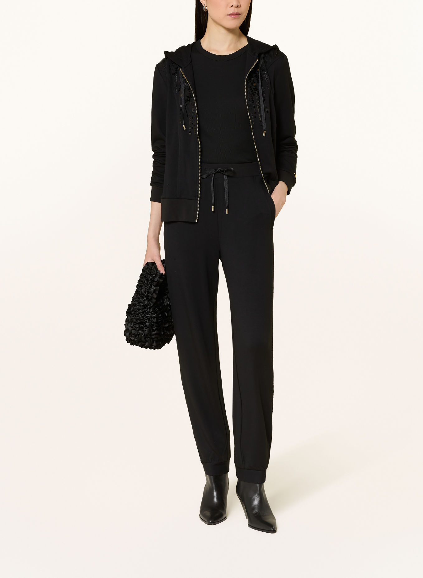 LIU JO Sequin sweatpants: BLACK