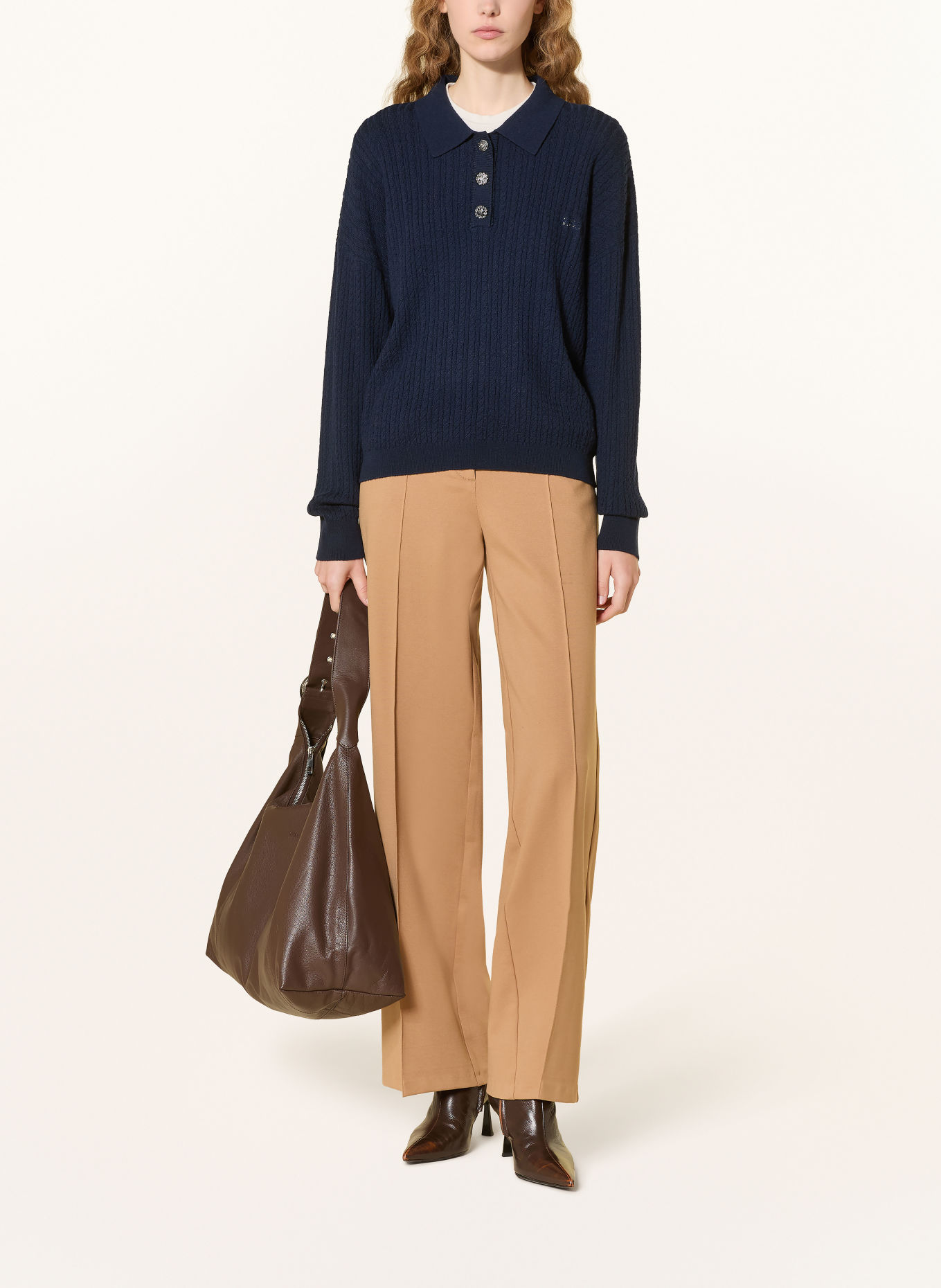 LIU JO Sweater with gemstones: DARK BLUE / WHITE