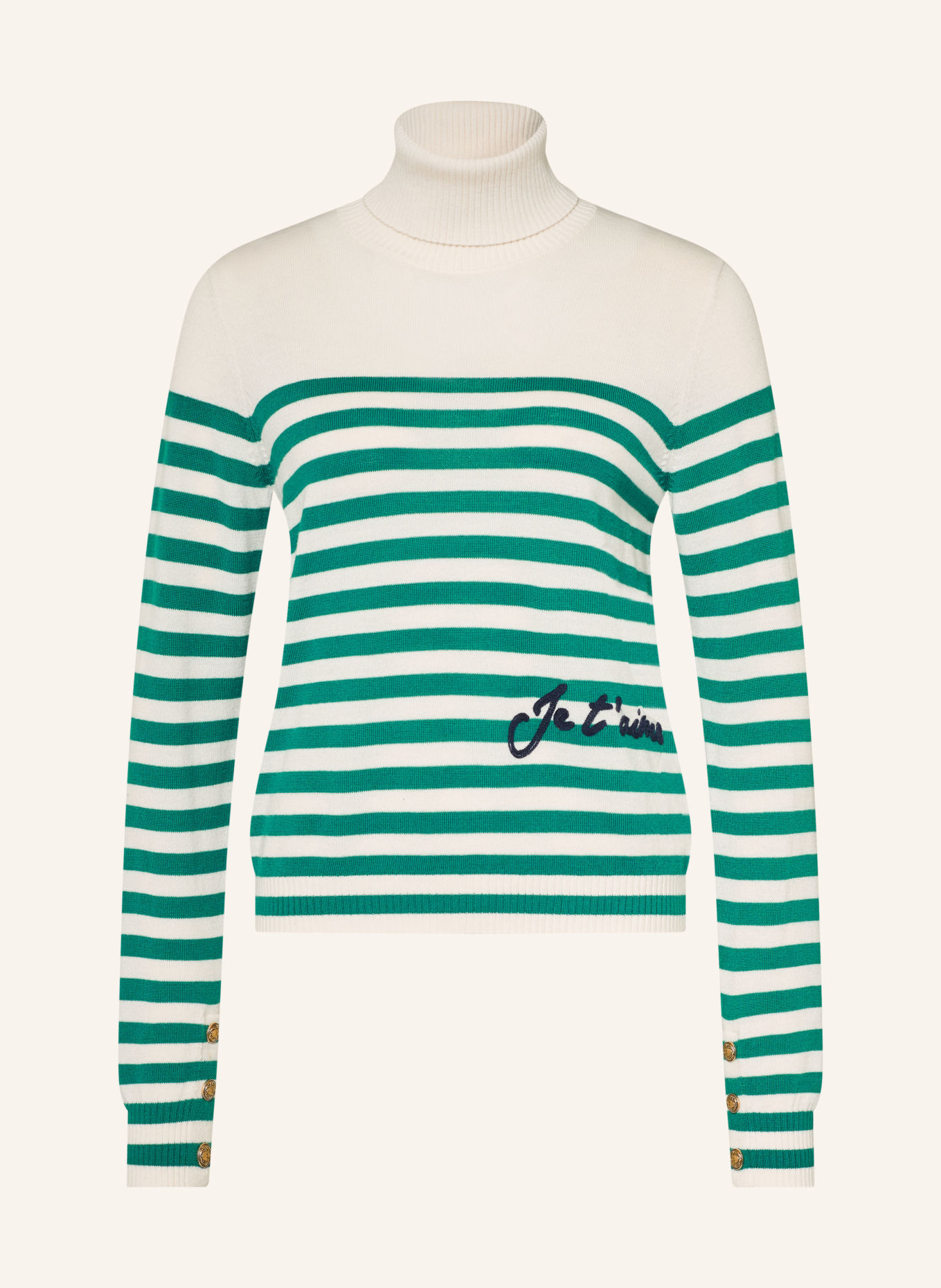LIU JO Rollkragenpullover: GRÜN / ECRU