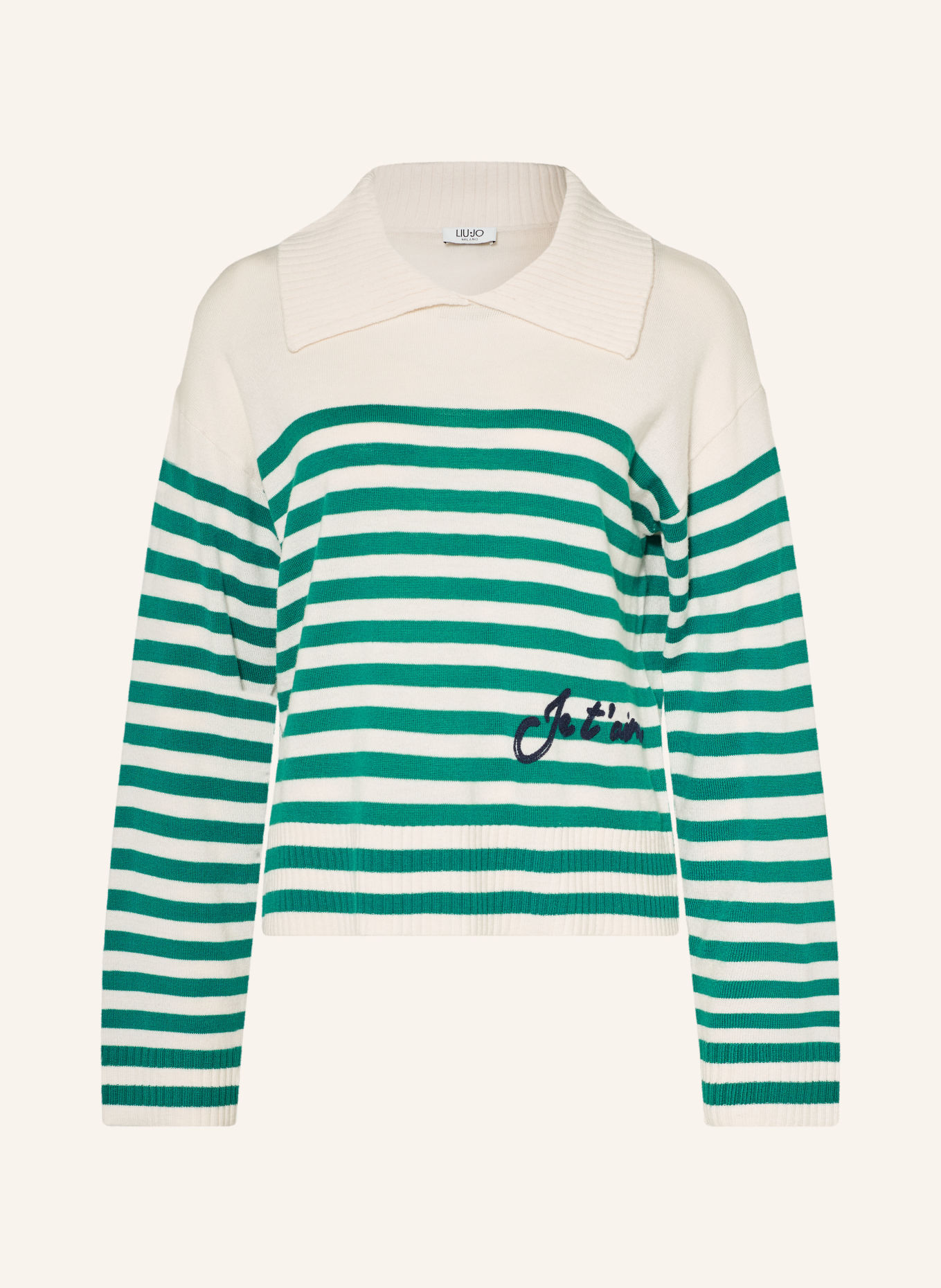 LIU JO Pullover: DUNKELGRÜN / ECRU