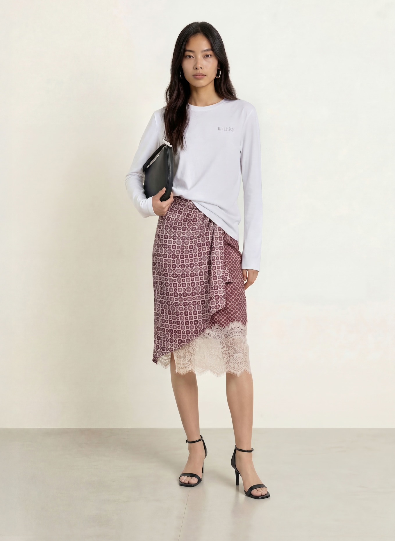 LIU JO Longsleeve met sierstenen: WIT
