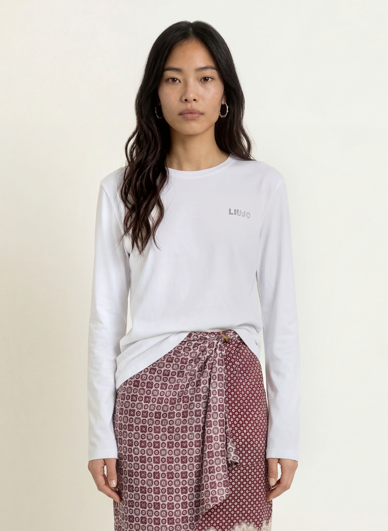 LIU JO Longsleeve met sierstenen: WIT