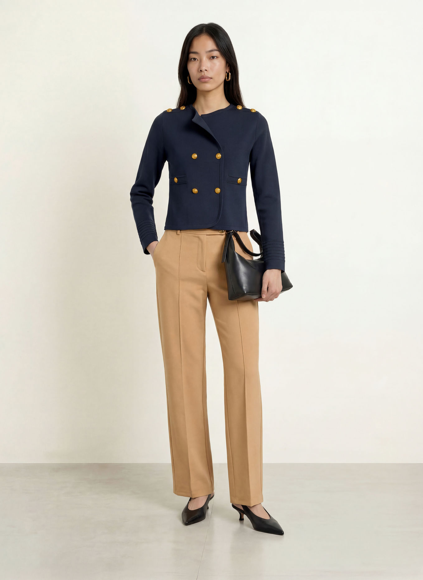 LIU JO Kastenjacke: DUNKELBLAU / GOLD