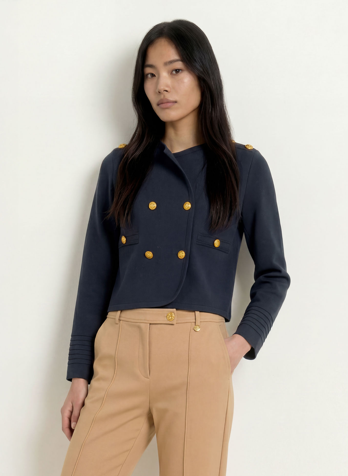 LIU JO Kastenjacke: DUNKELBLAU / GOLD