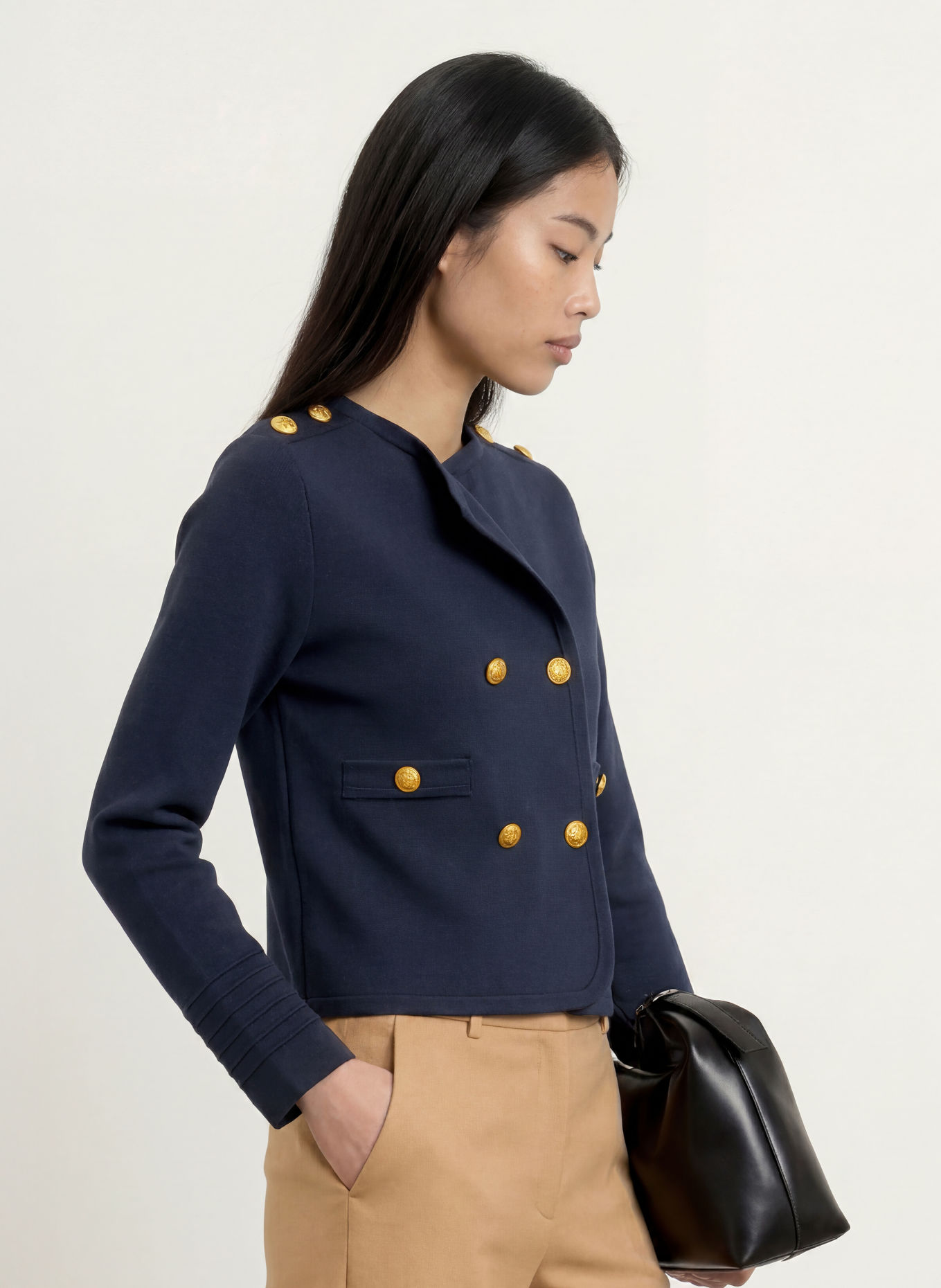 LIU JO Kastenjacke: DUNKELBLAU / GOLD