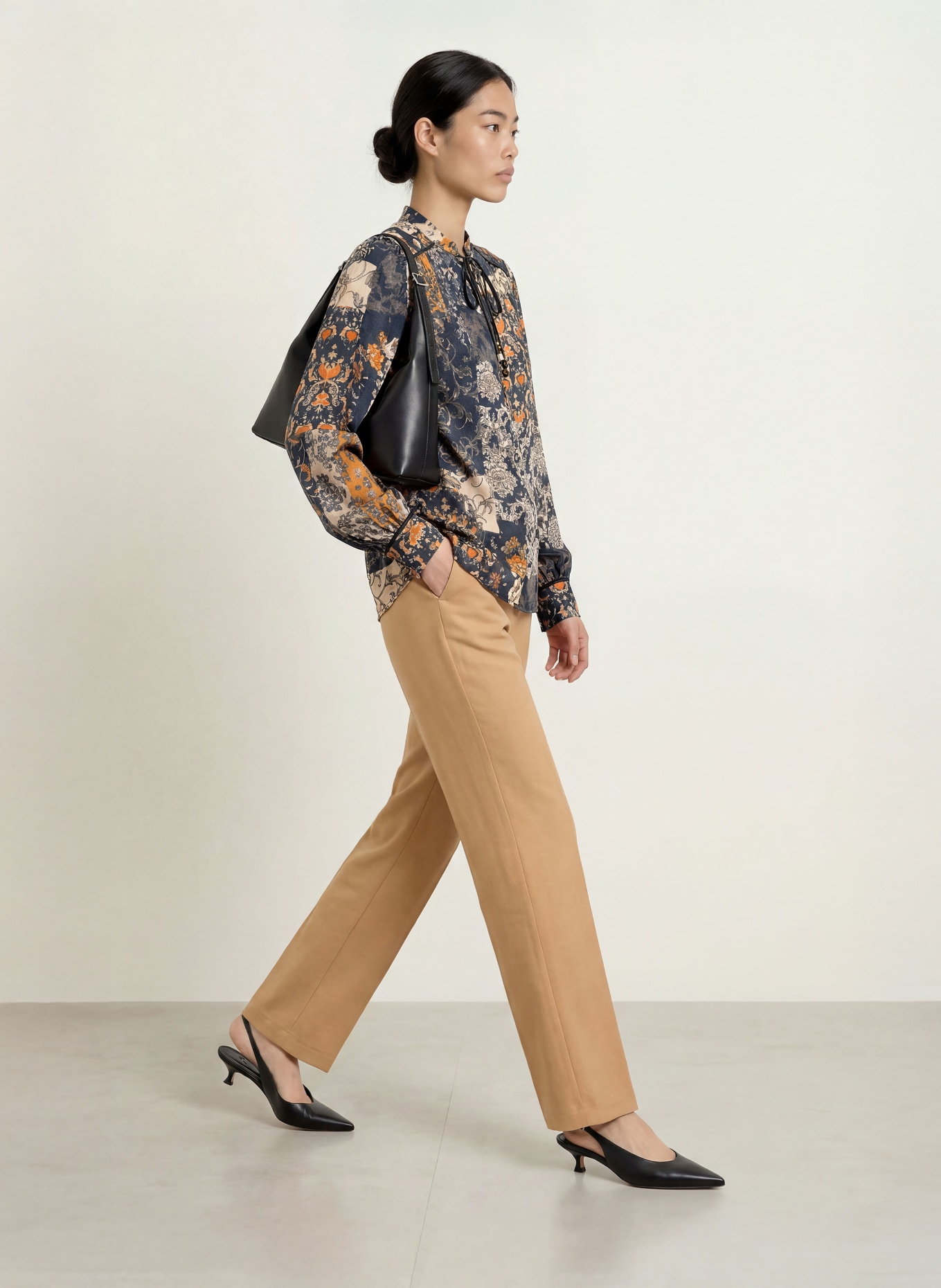 LIU JO Blusenshirt: DUNKELGRAU / HELLBRAUN / DUNKELORANGE