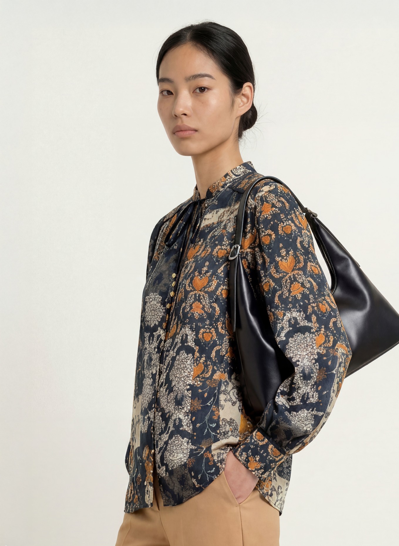 LIU JO Blusenshirt: DUNKELGRAU / HELLBRAUN / DUNKELORANGE