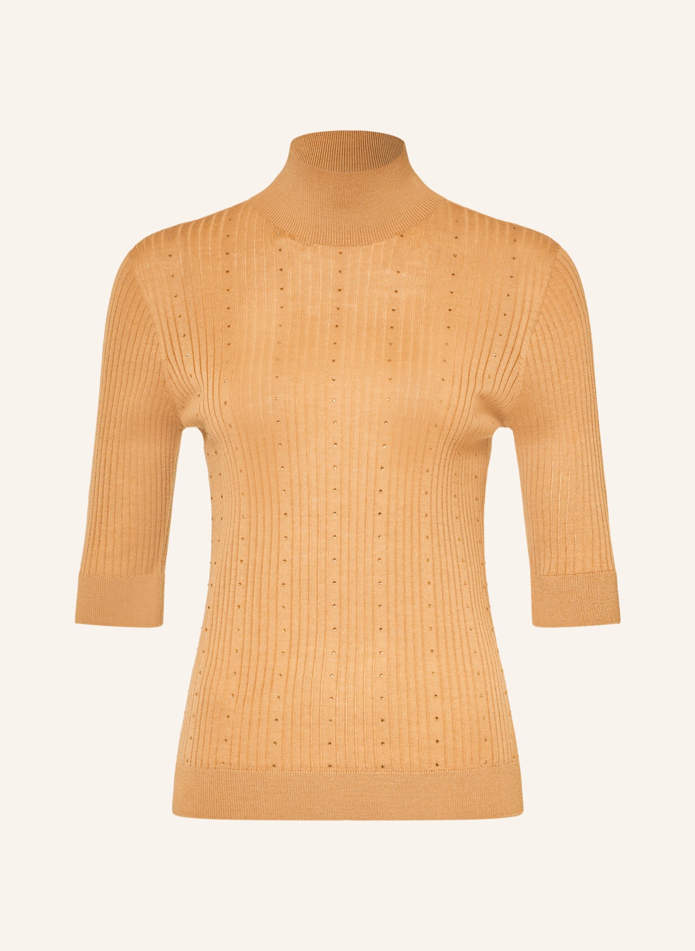 LIU JO Knit shirt with gemstones: LIGHT BROWN