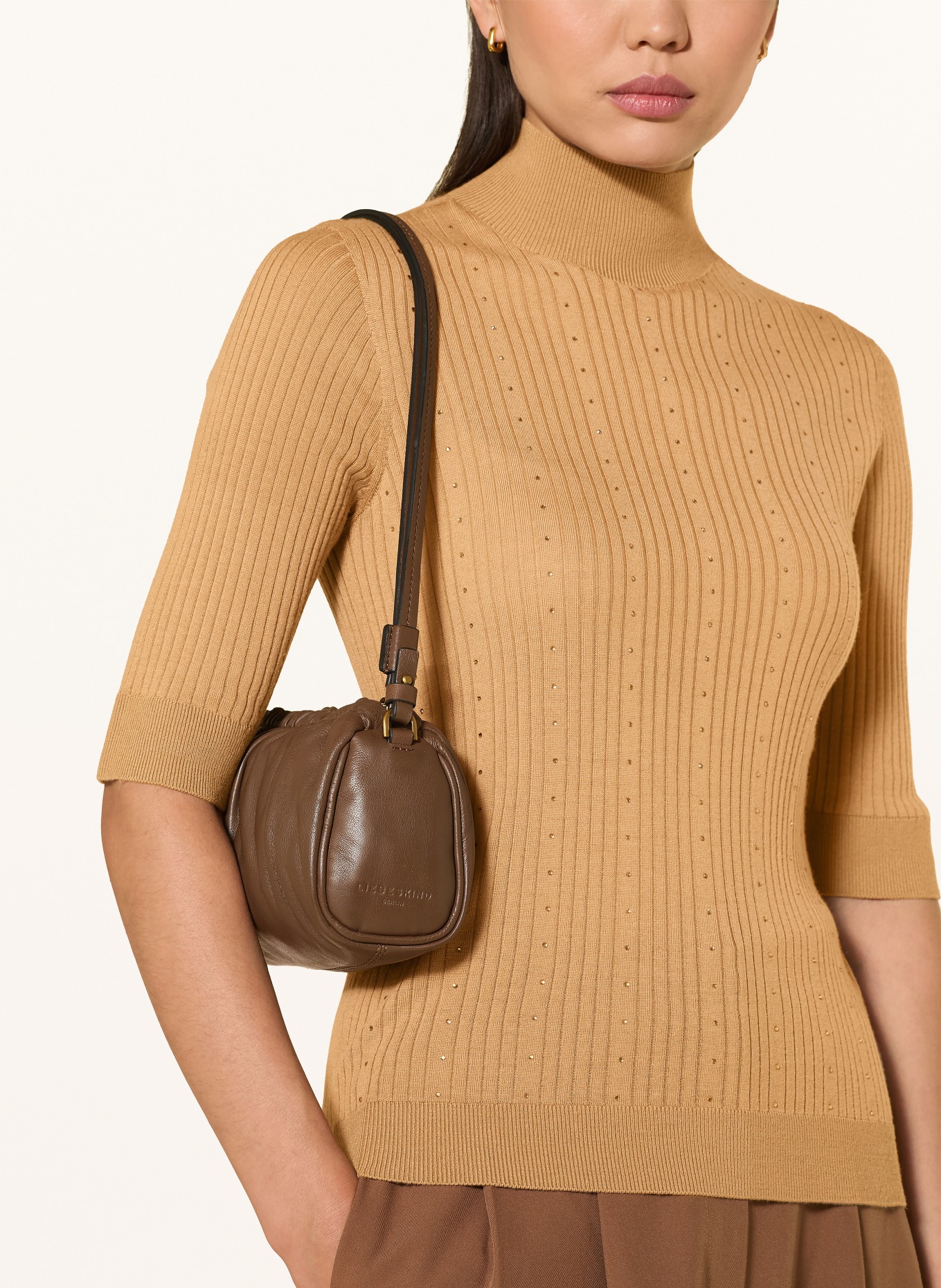 LIU JO Knit shirt with gemstones: LIGHT BROWN