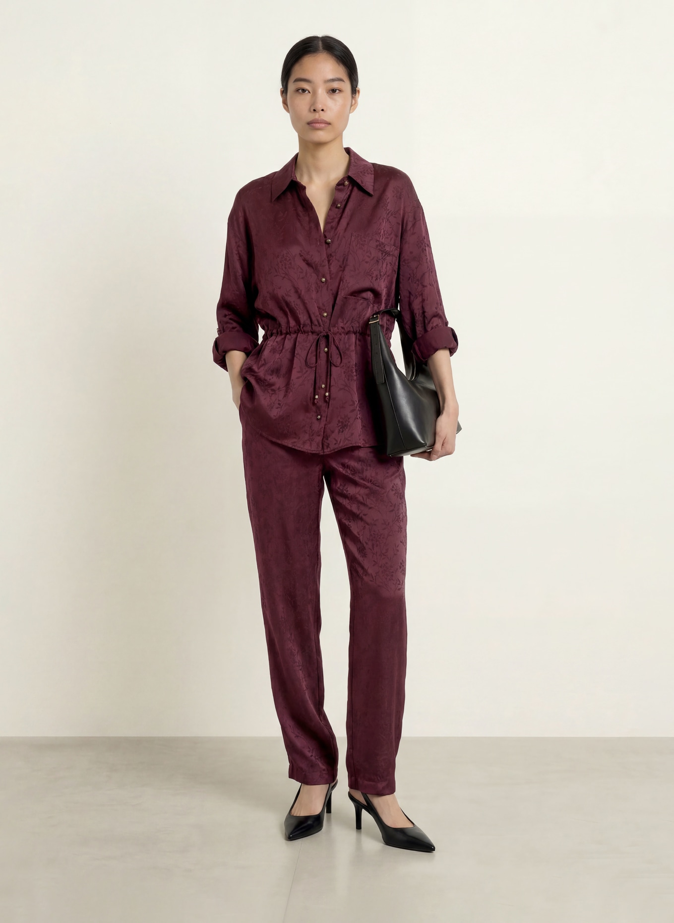 LIU JO Jacquard trousers: DARK RED