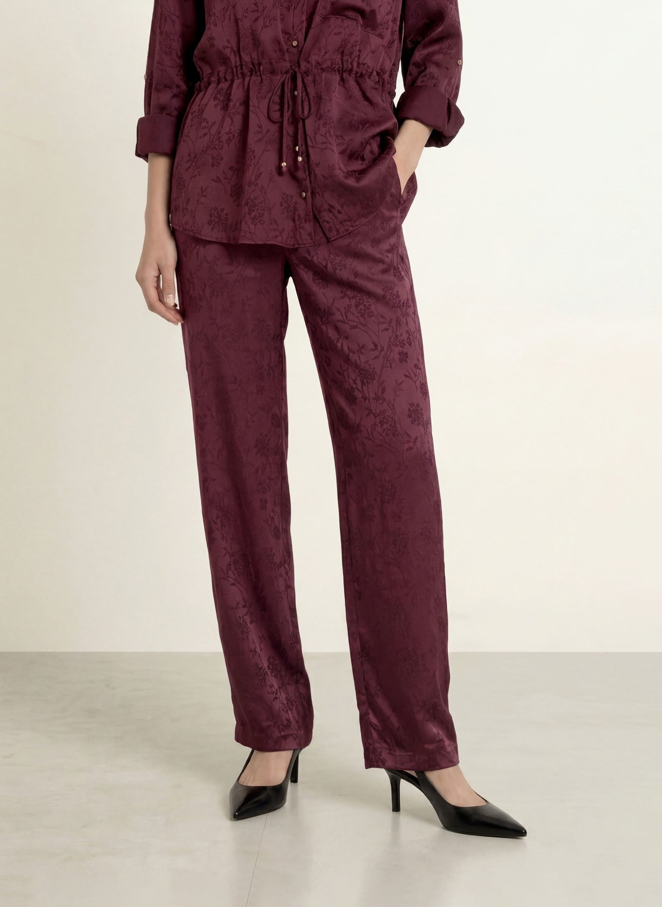 LIU JO Jacquard trousers: DARK RED