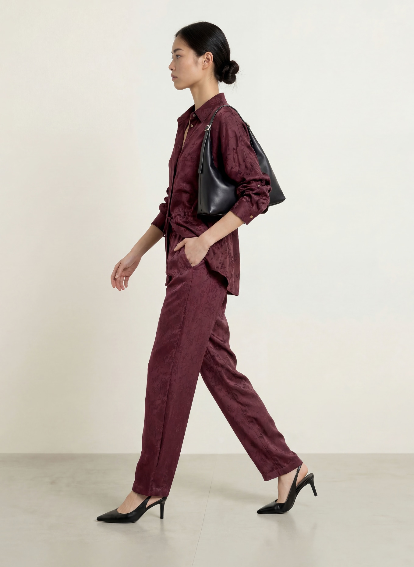 LIU JO Jacquard trousers: DARK RED