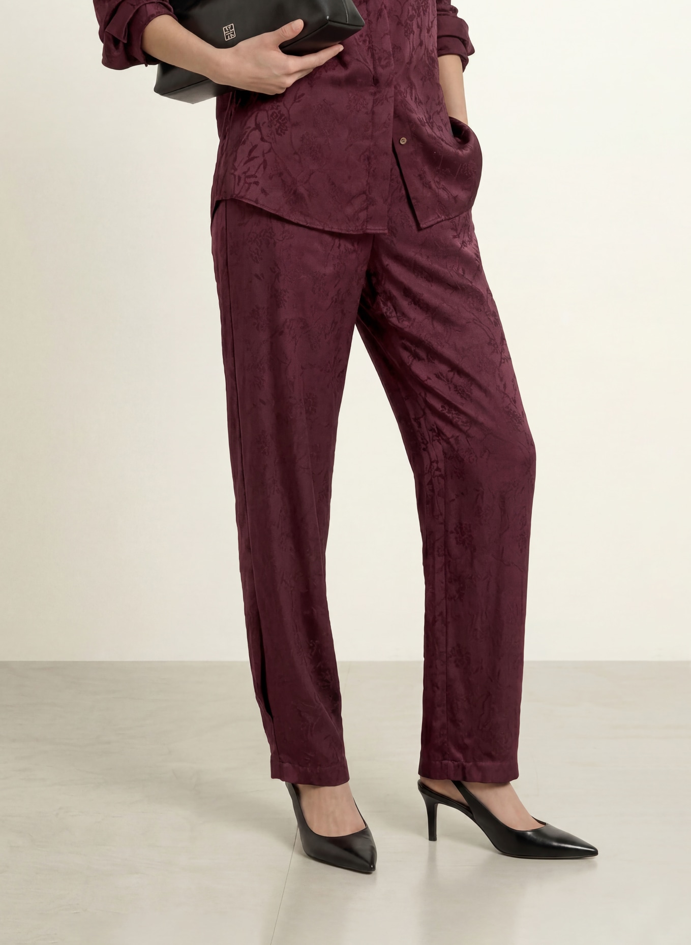 LIU JO Jacquard trousers: DARK RED