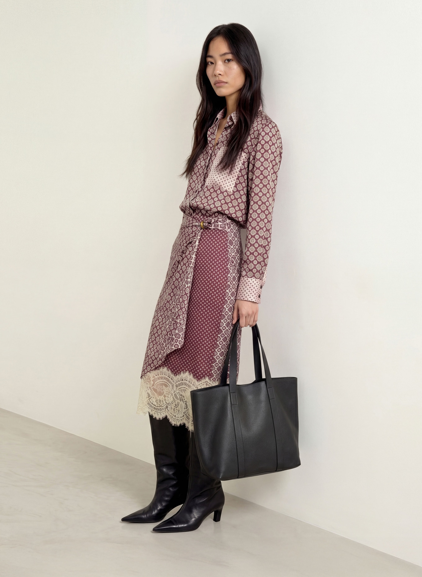 LIU JO Shirt blouse: DARK RED / DARK GRAY / WHITE