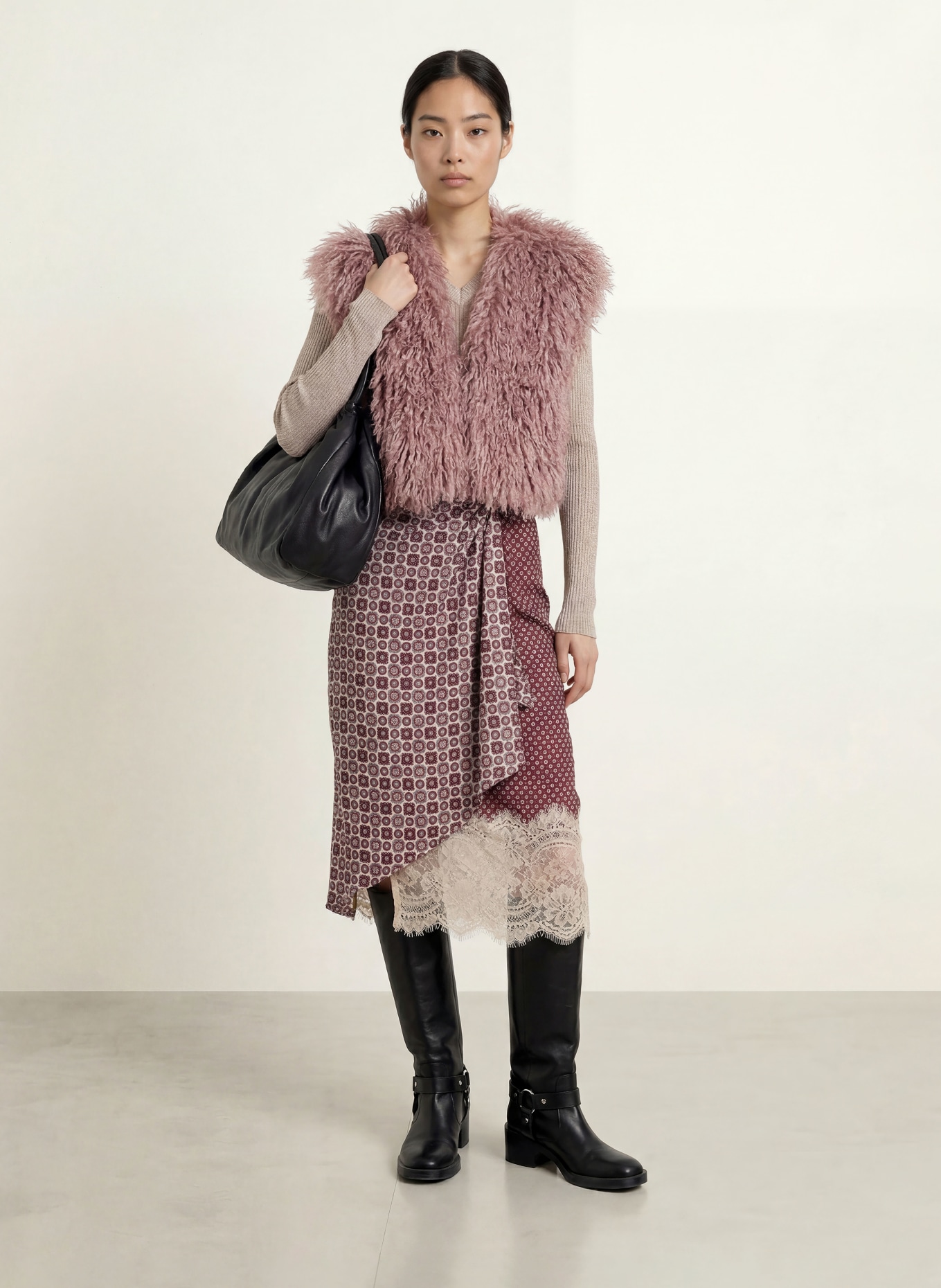 LIU JO Faux fur vest: DUSKY PINK