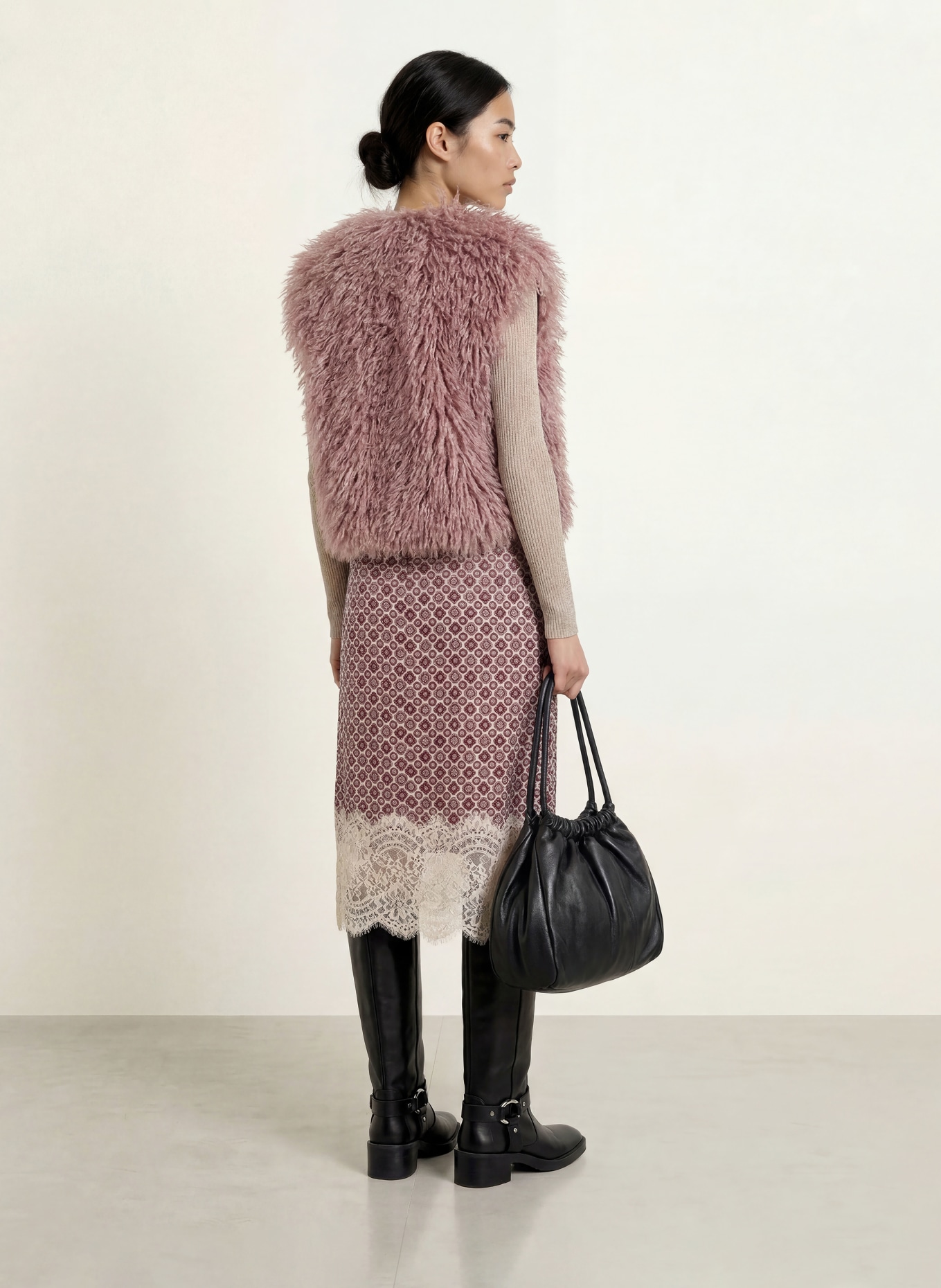 LIU JO Faux fur vest: DUSKY PINK