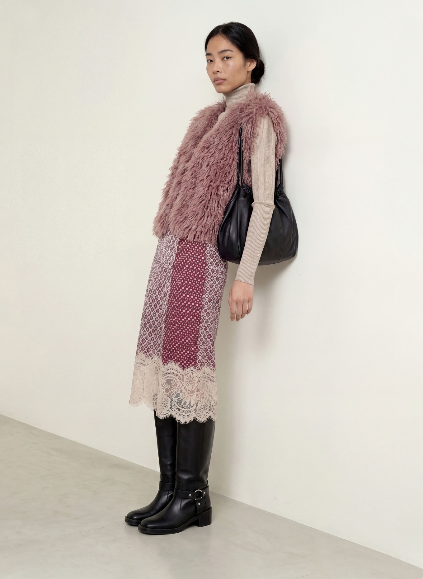 LIU JO Faux fur vest: DUSKY PINK