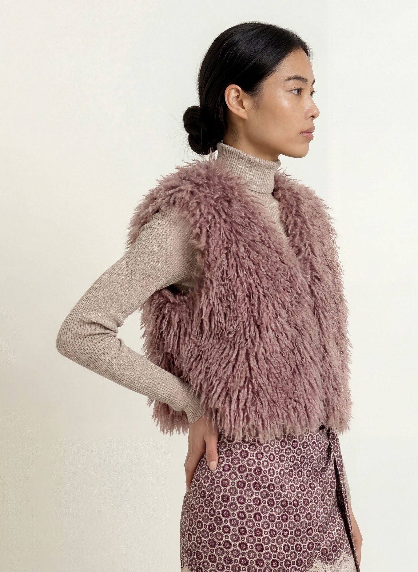 LIU JO Faux fur vest: DUSKY PINK