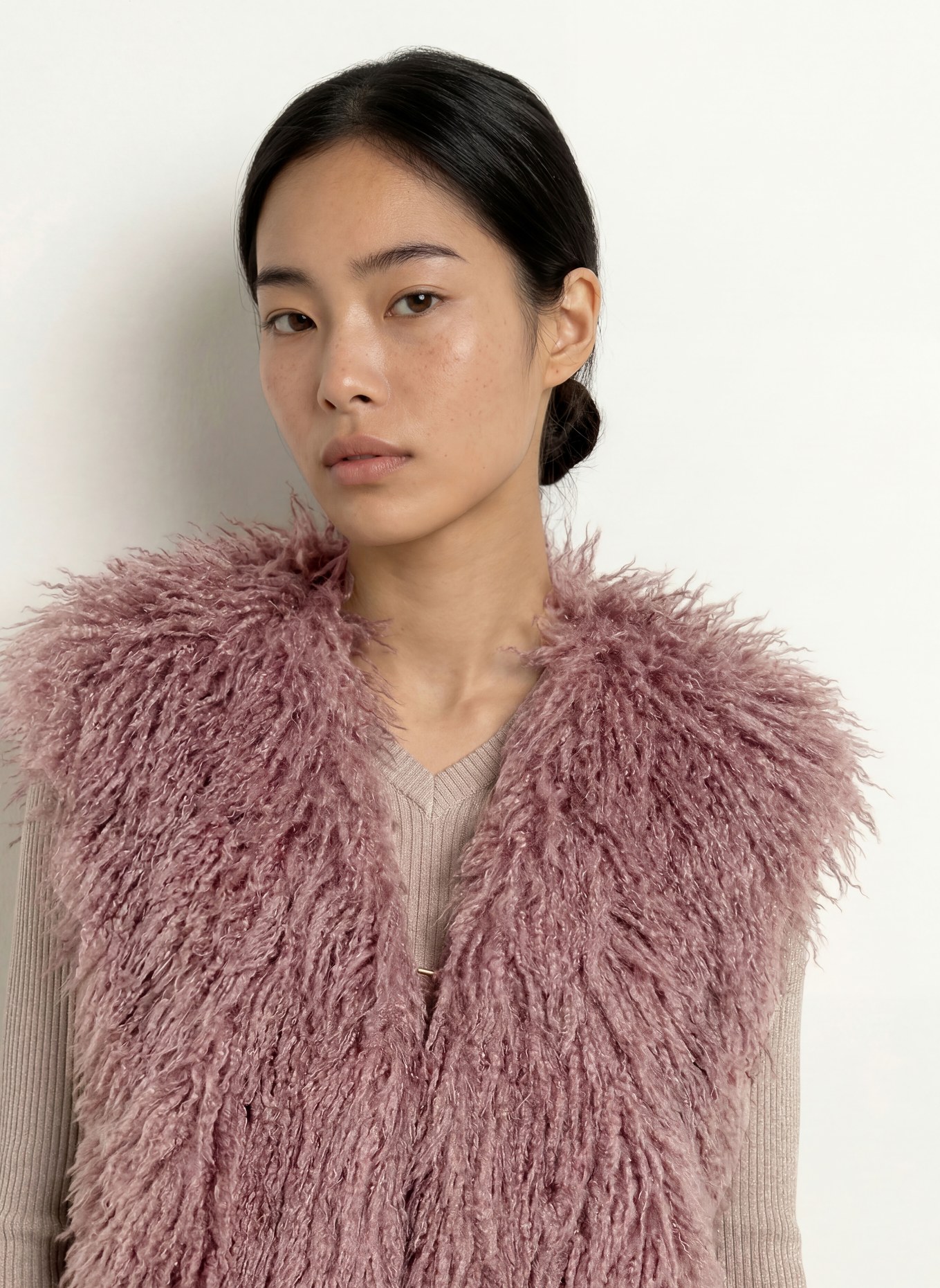 LIU JO Faux fur vest: DUSKY PINK