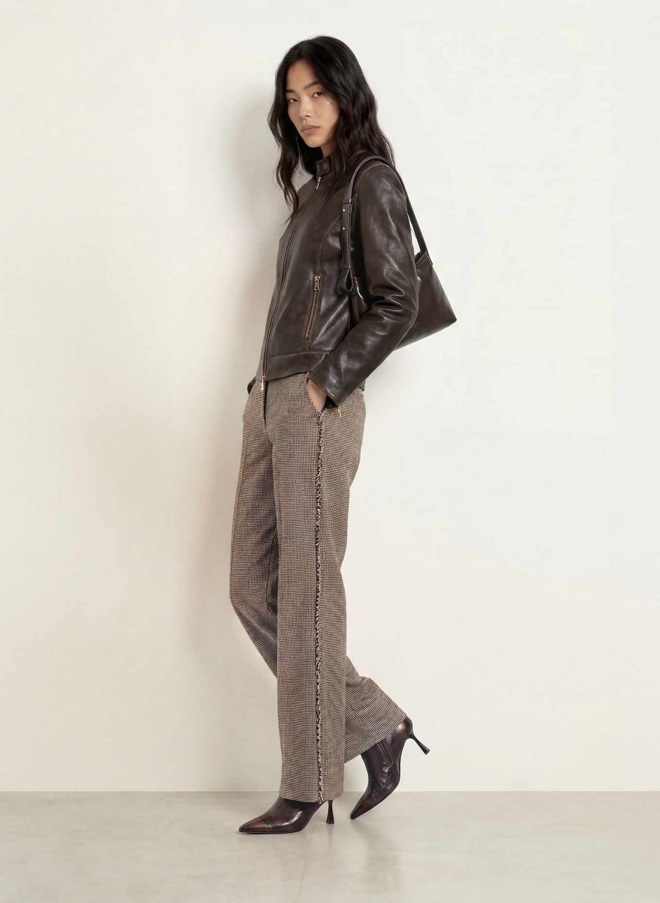 LIU JO Veste aspect cuir: MARRON FONCÉ