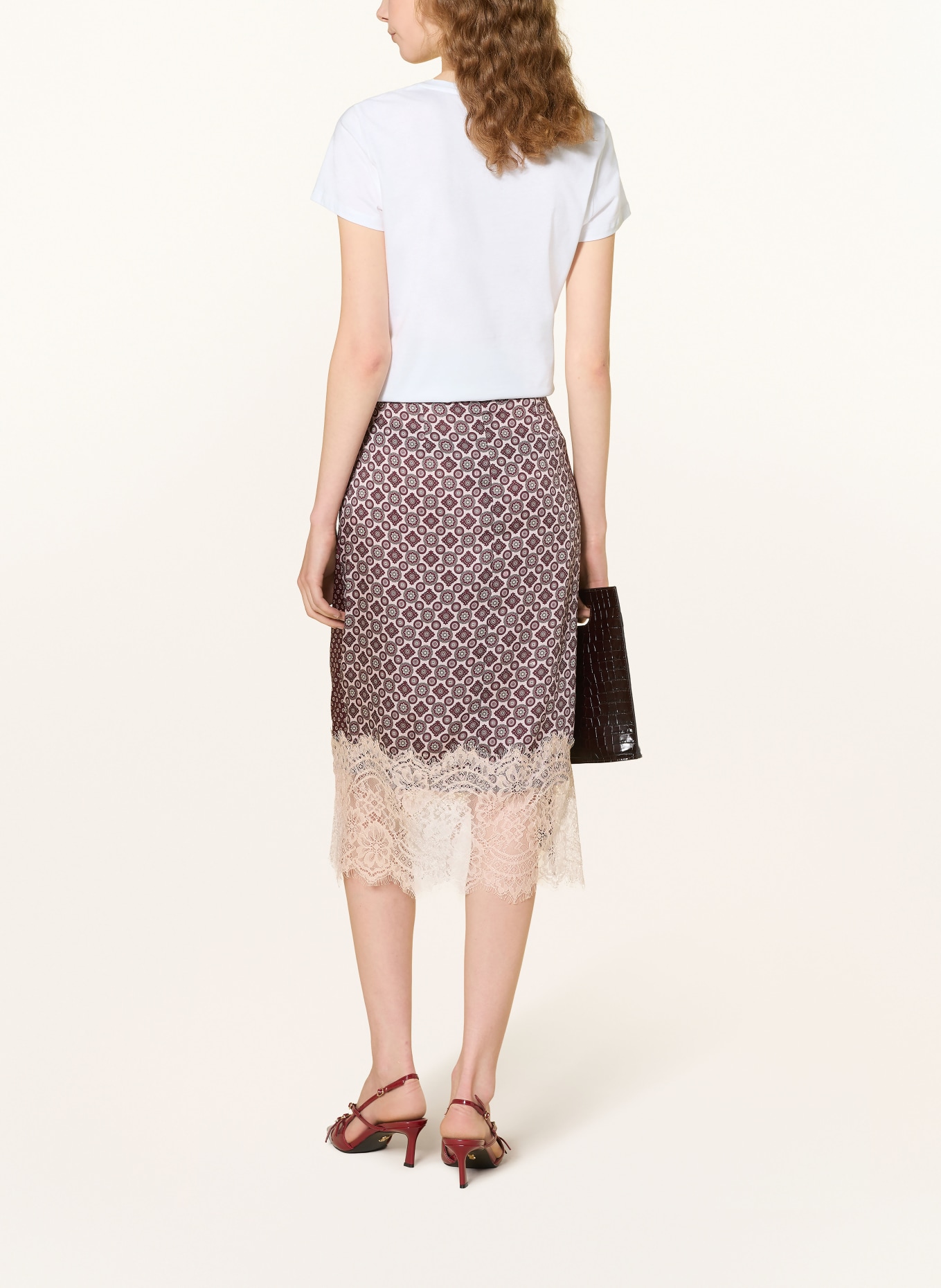 LIU JO T-Shirt mit Schmucksteinen: WEISS / LILA