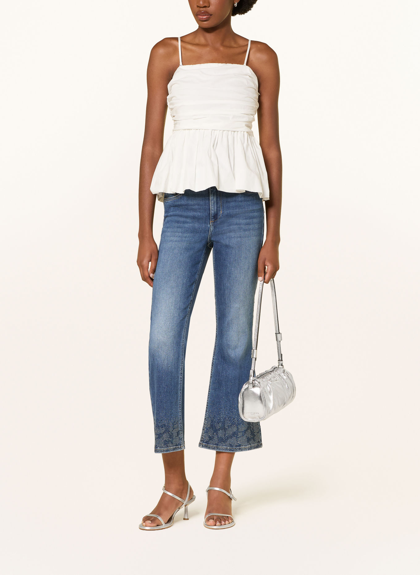LIU JO Flared Jeans PRINCESS mit Schmucksteinen: 79077 Den.Blue dk.sparklin